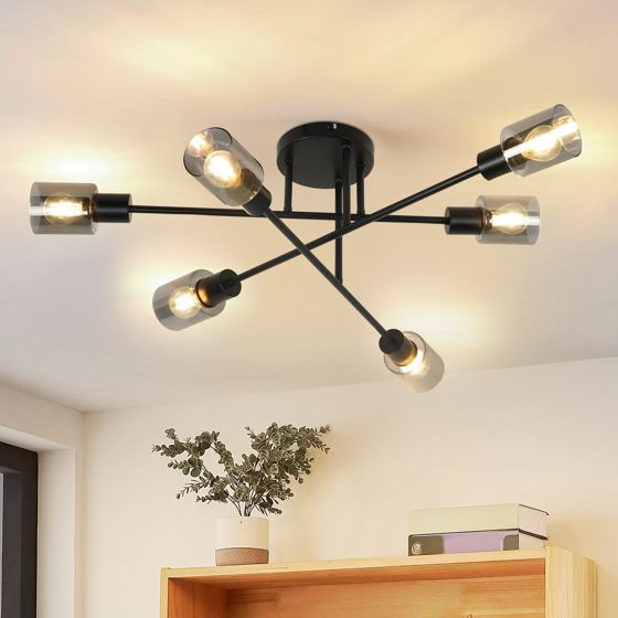 NETTLIFE - taklampa spotlight 6 lågor svart industriell E14 taklampa för vardagsrum