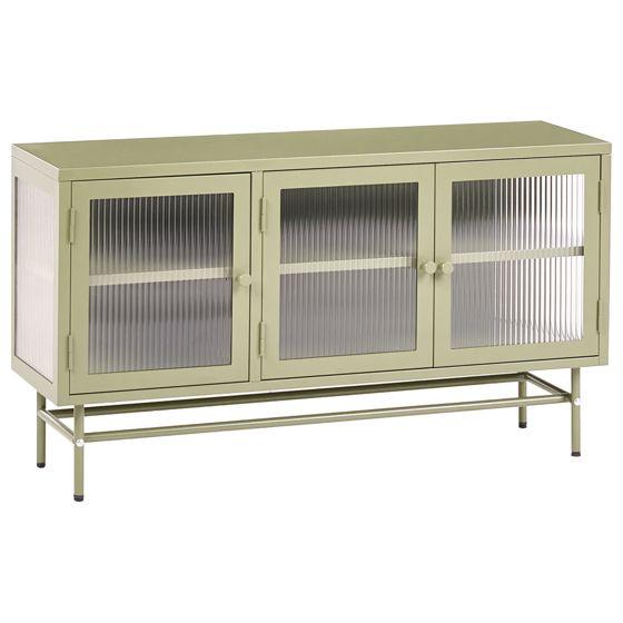 Vitrinskänk i glas DEVON 115 cm Metall Grön