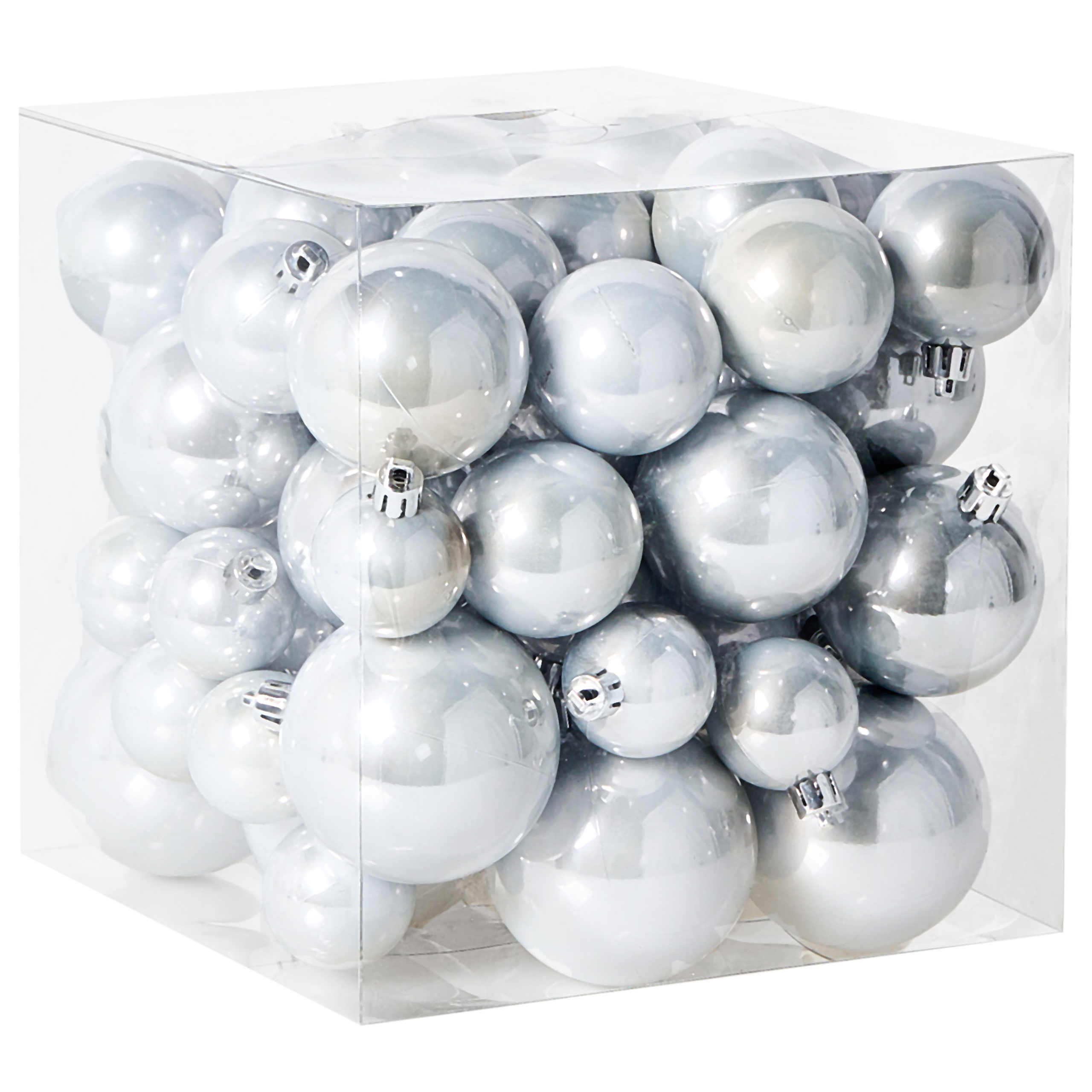Set med 60 julgranskulor TINNSJA Silver