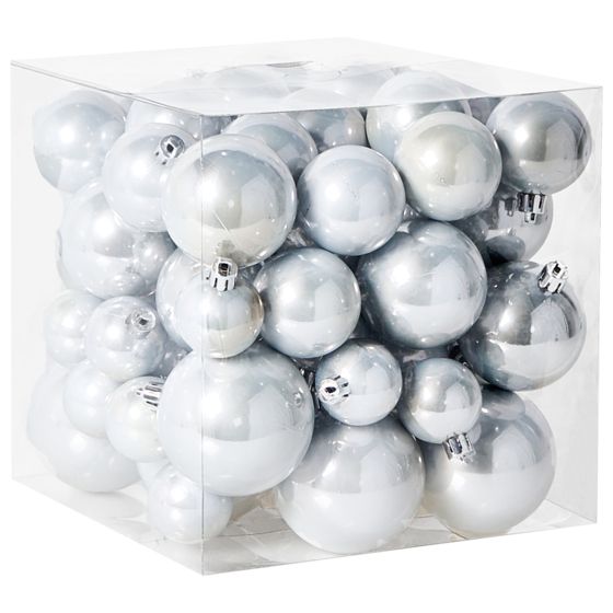 Set med 60 julgranskulor TINNSJA Silver