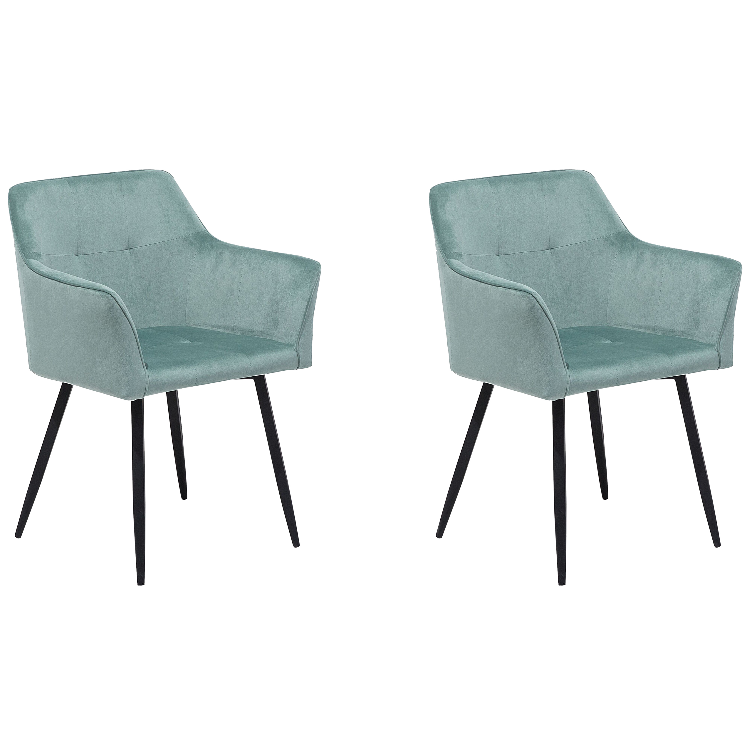 Set med 2 matstolar JASMIN Sammet Mintgrön