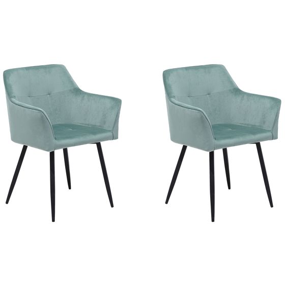 Set med 2 matstolar JASMIN Sammet Mintgrön