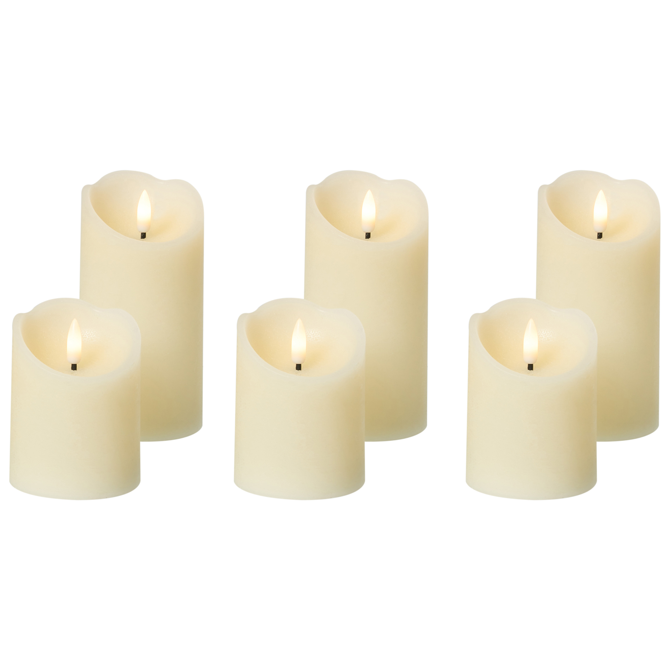 Set med 6 LED-ljus AMOREA 10/15 cm Off-White