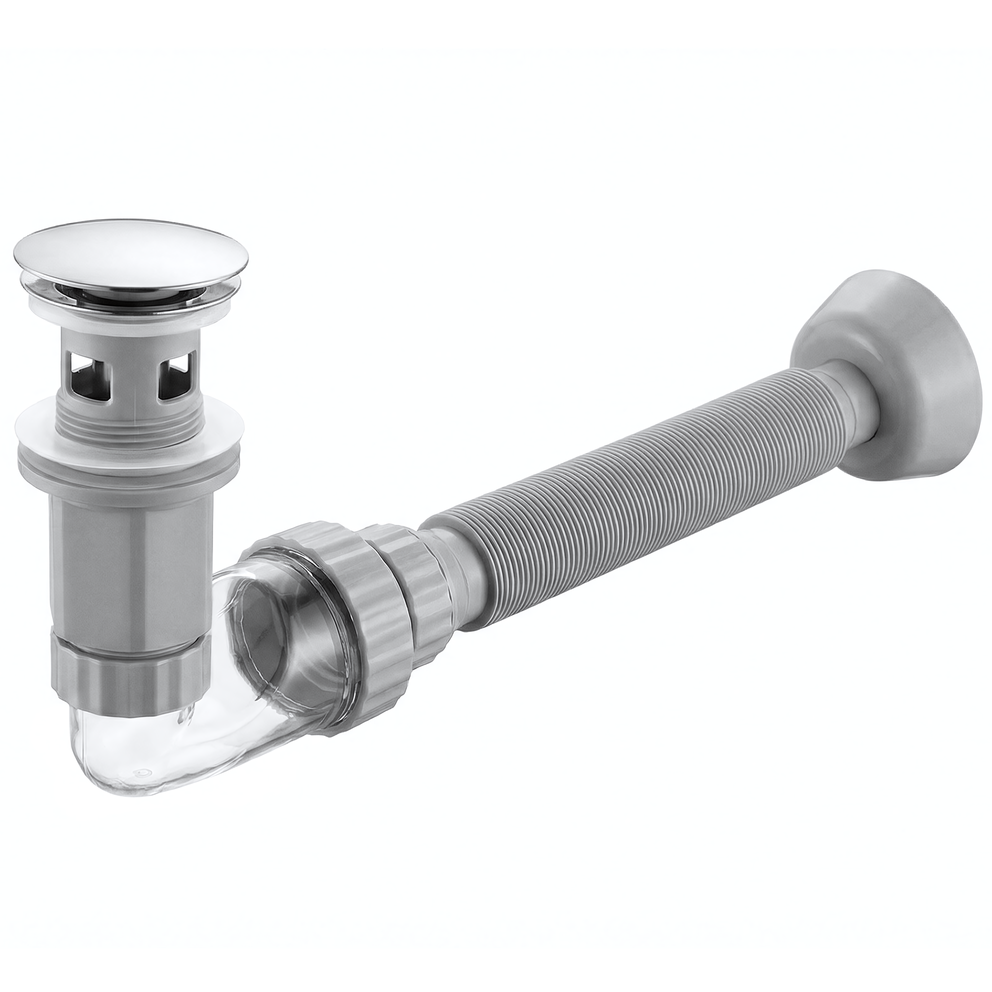 REA universellt tvättställsvattenlås med klickventil Flow klik-klak , Krom, 93x6,3x8,2cm