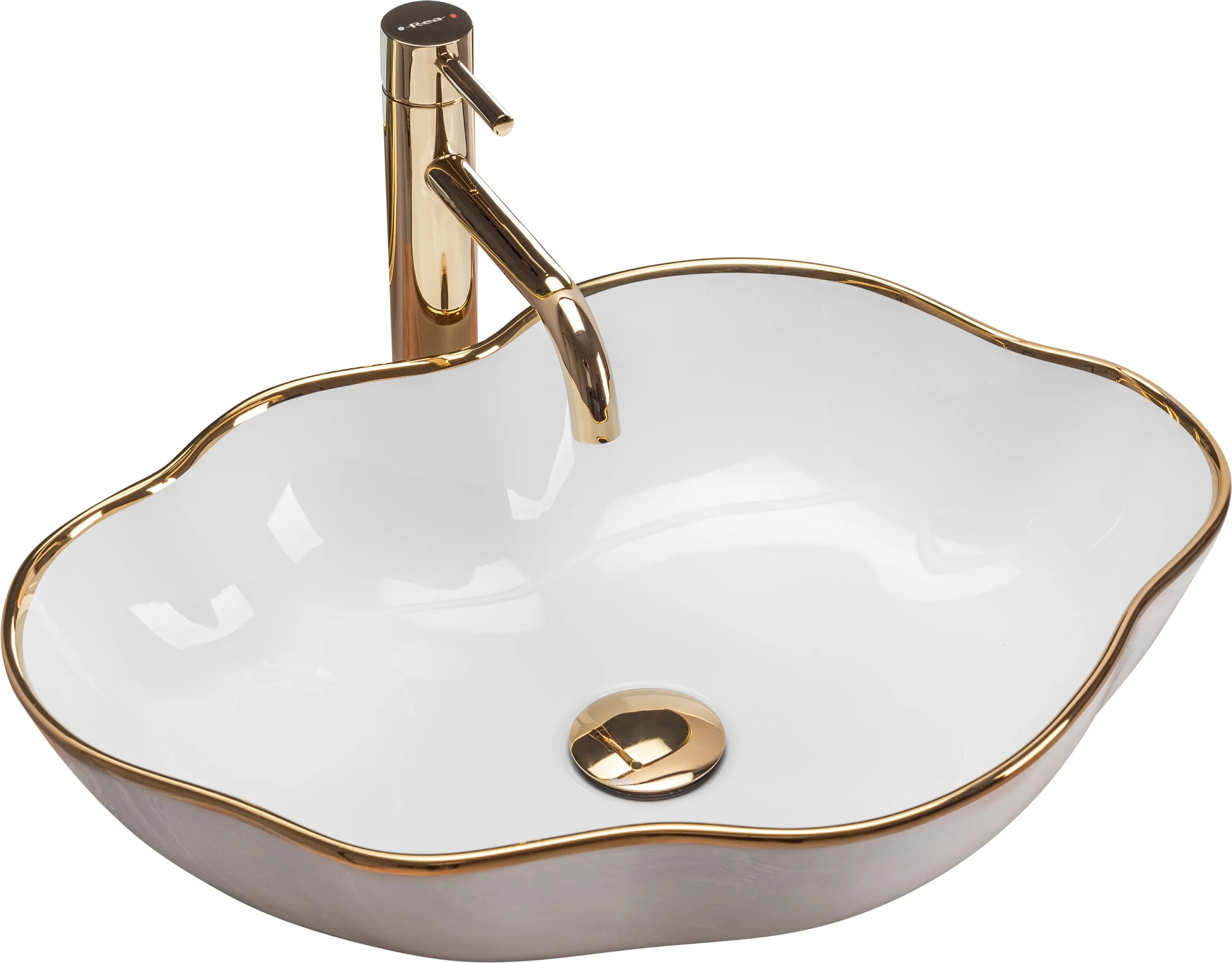 REA Bänkskål PEARL Vit/Guld, 50,5x38x13,5cm