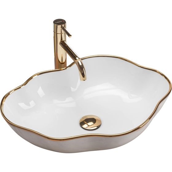 REA Bänkskål PEARL Vit/Guld, 50,5x38x13,5cm