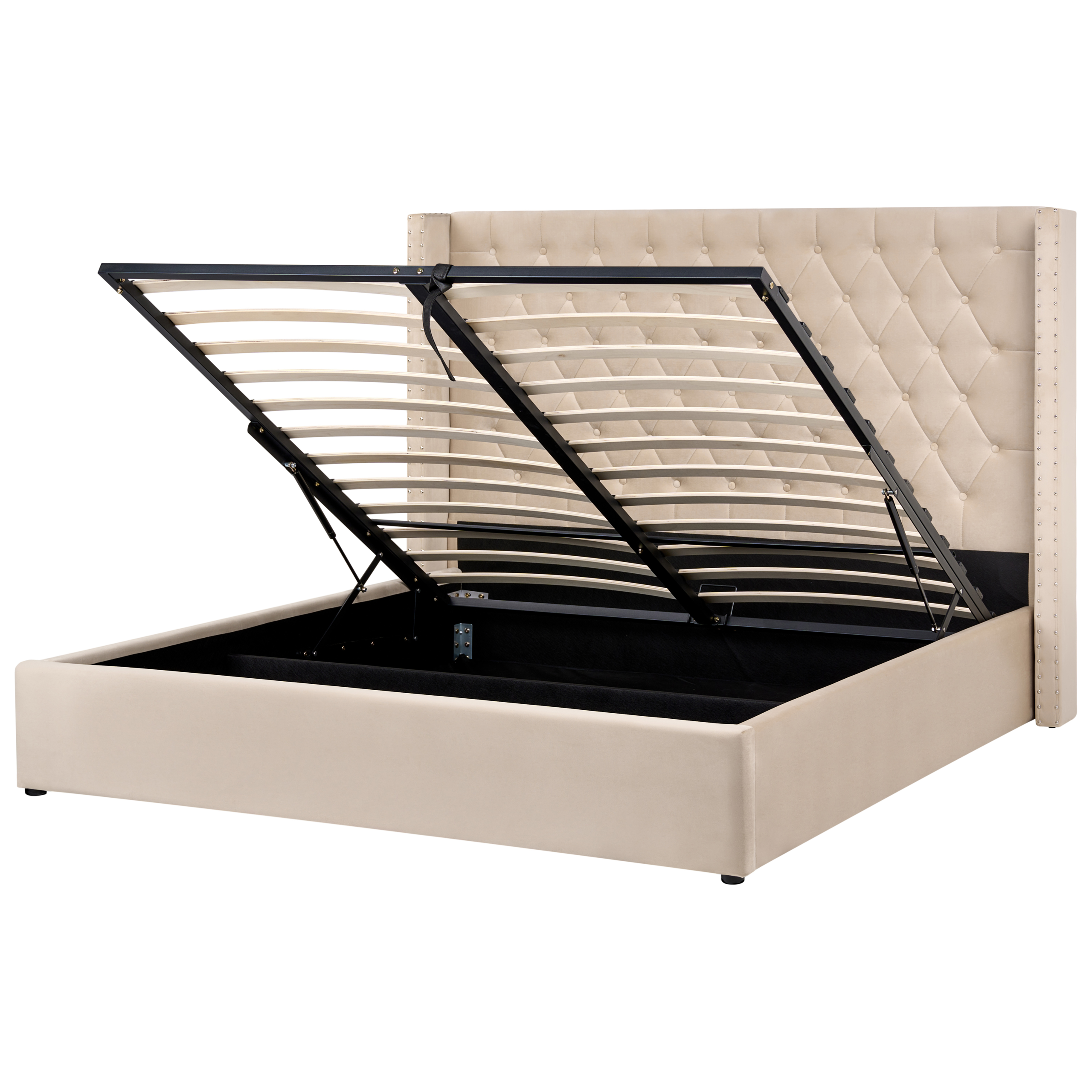 Säng med förvaring LUBBON Sammet Beige 180 x 200 cm