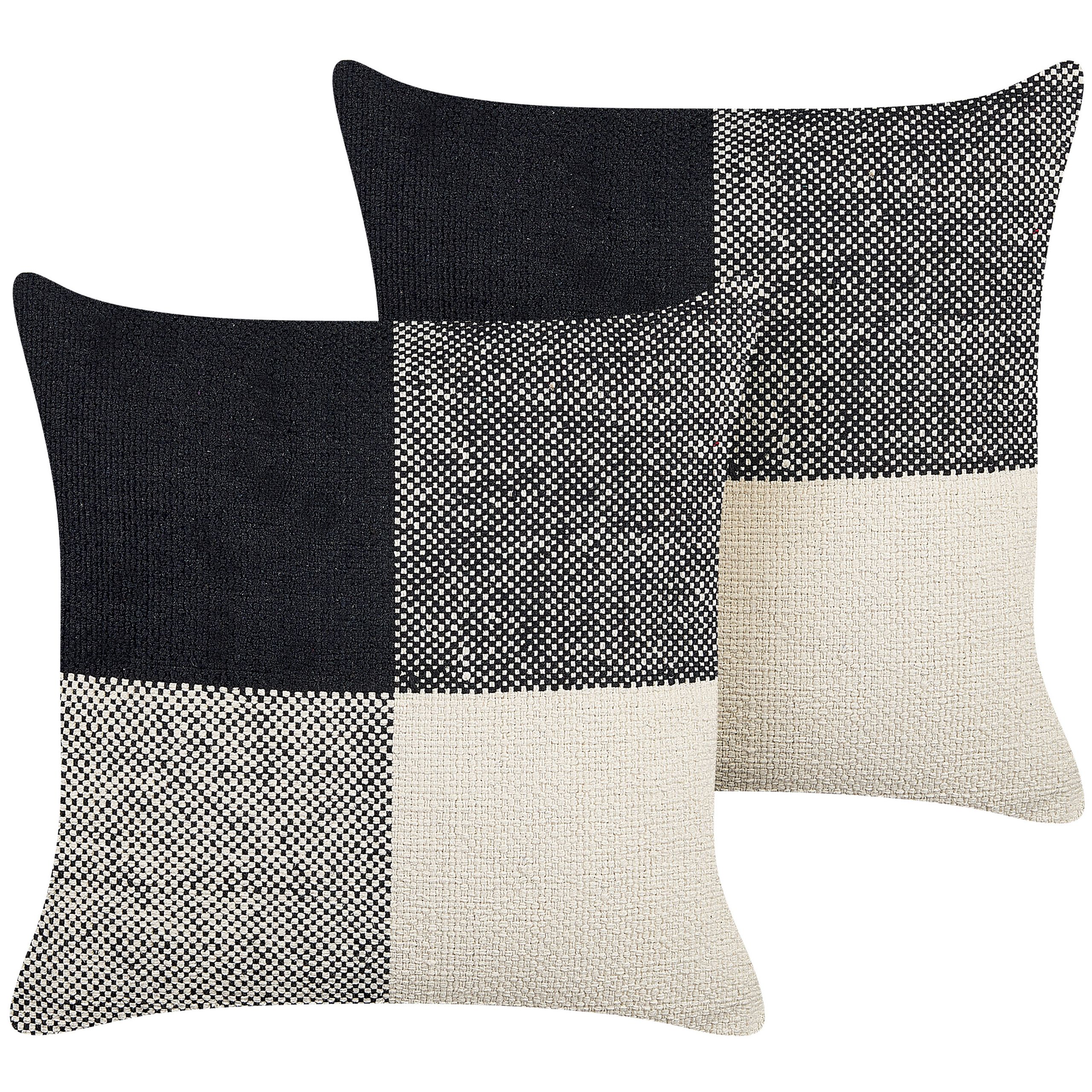 Set med 2 prydnadskuddar LAELIA 45 x 45 cm Bomull Svart Patchwork
