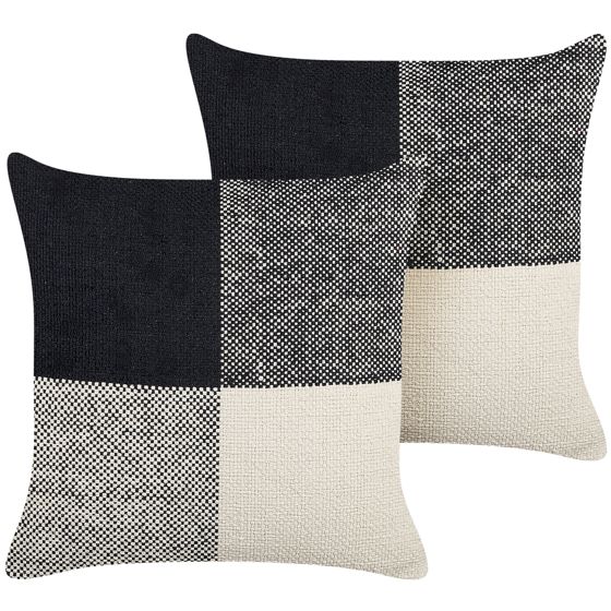 Set med 2 prydnadskuddar LAELIA 45 x 45 cm Bomull Svart Patchwork