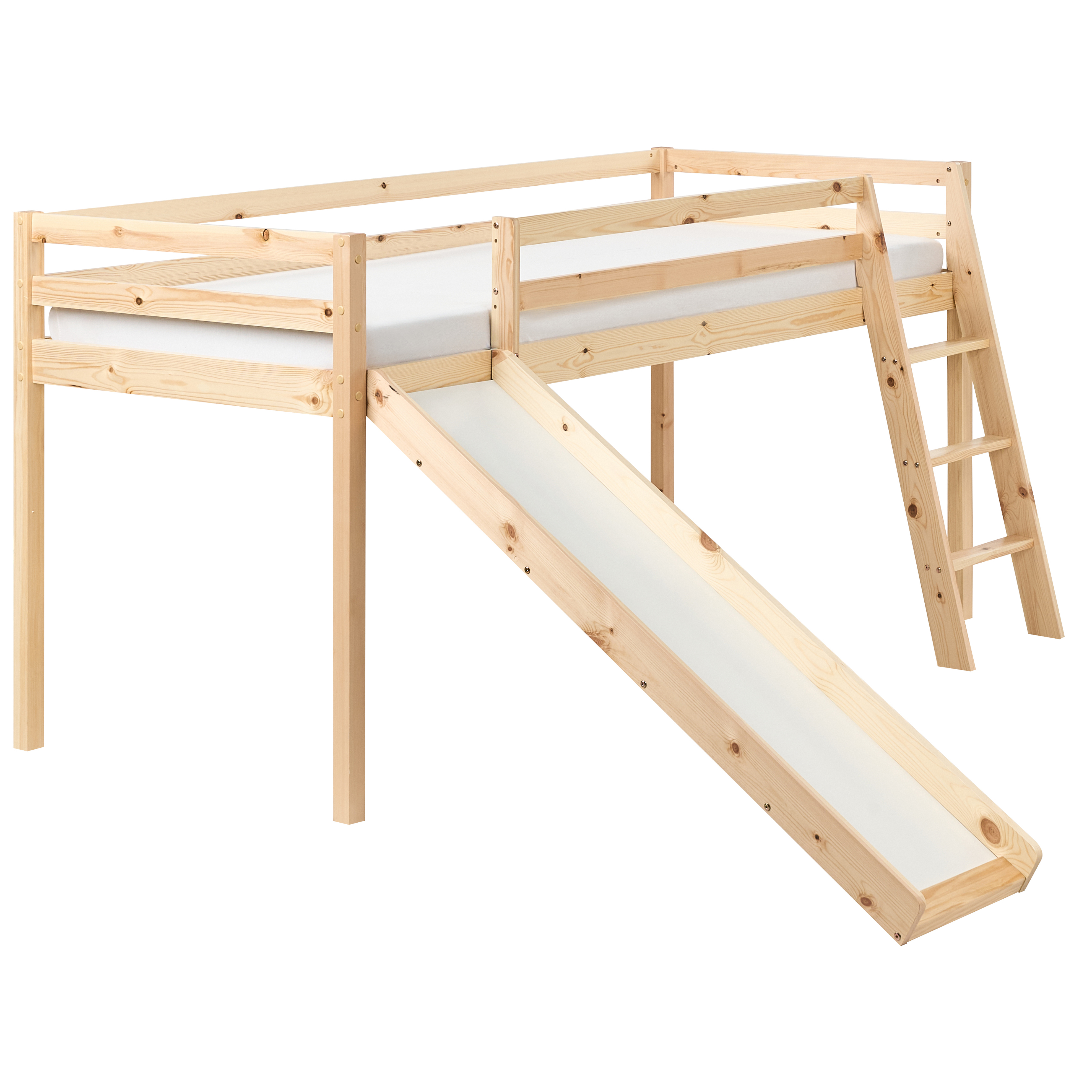 Loftsäng Furu STAPLE 90 x 200 cm med rutschkana Ljusbrun