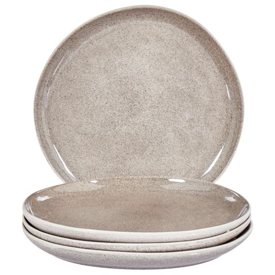 Set med 4 middagstallrikar COSTMARY Stengods Grå 27 cm