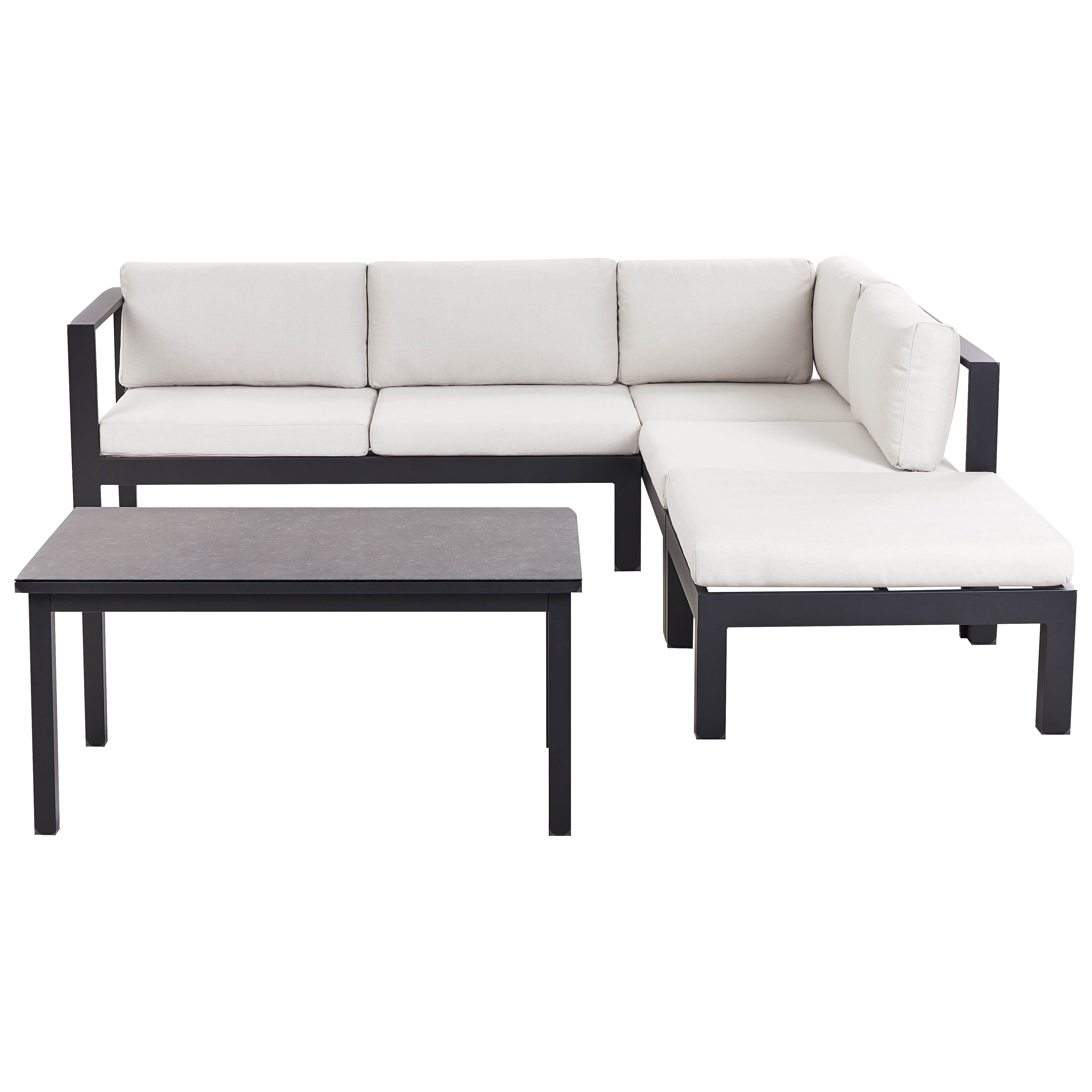 Trädgårdshörnsoffa med bord 5-sits MESSINA Metall Off-White Vänstervänd