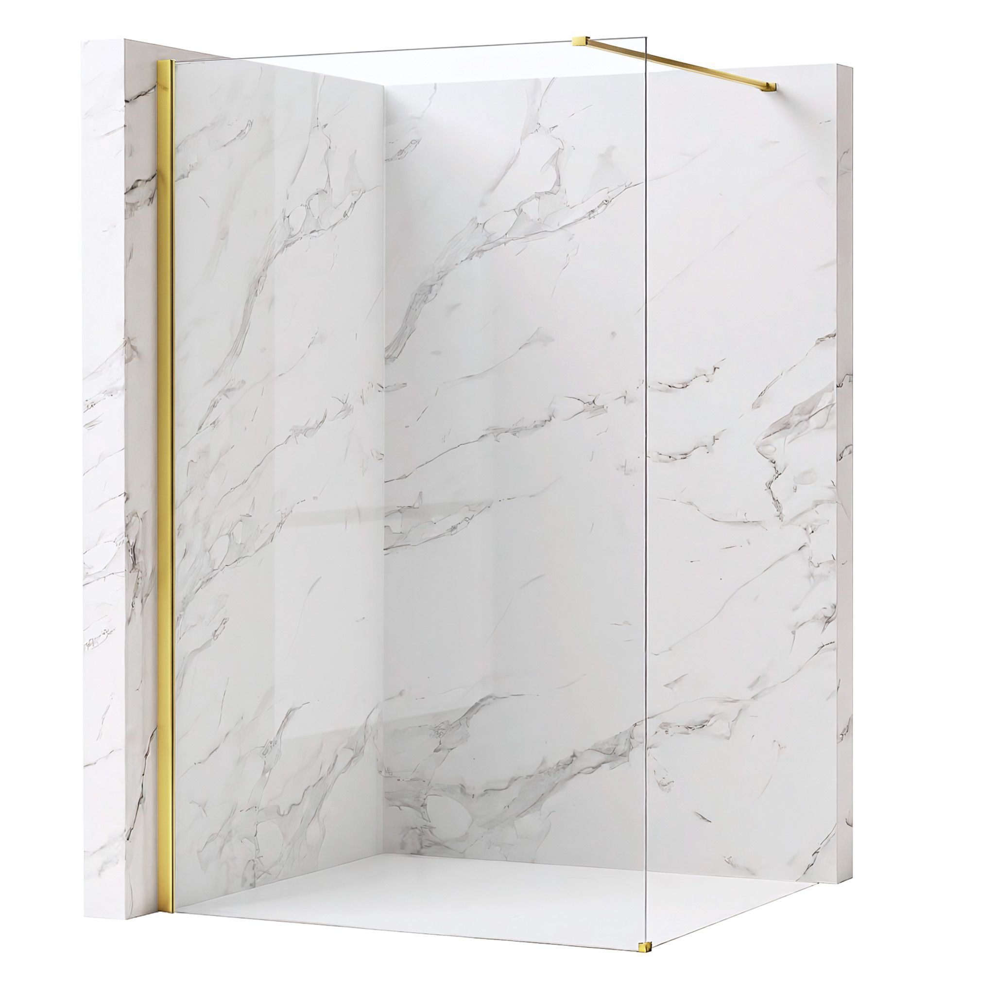 REA Duschvägg Flexi Transparent 140 Guld, 120x140x195cm
