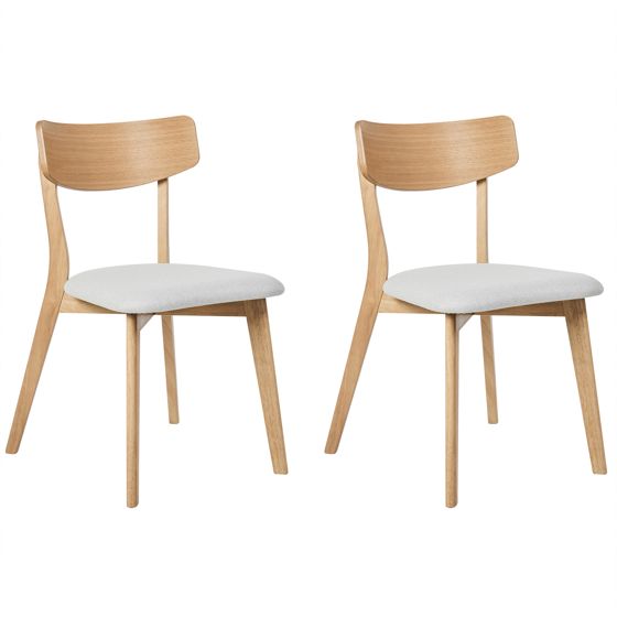 Set med 2 matstolar HOLLY Trä Ljusbrun/ Grå