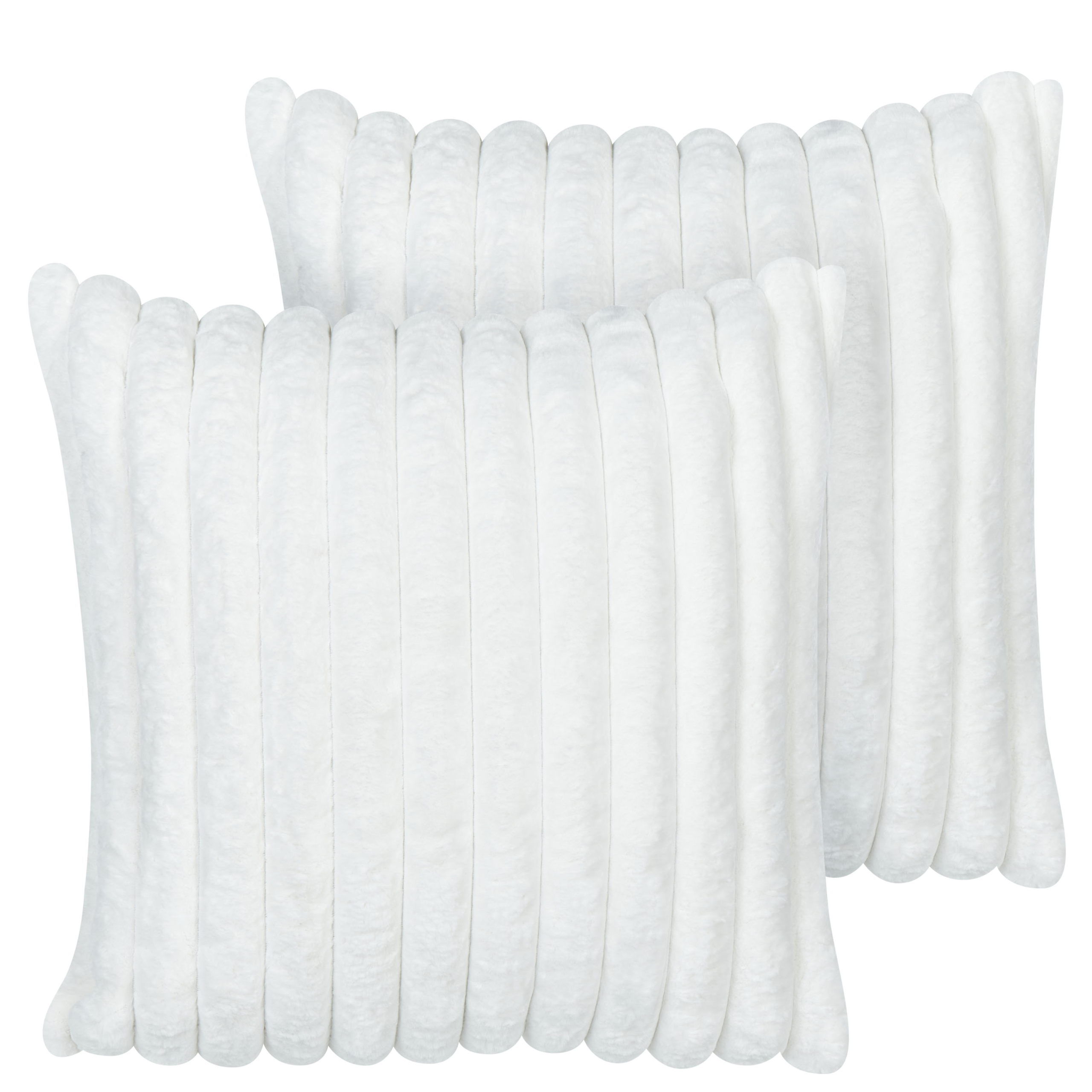 Set med 2 prydnadskuddar RAKYA 45 x 45 cm Fuskpäls Vit Randigt