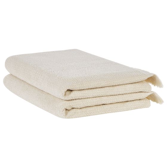 Set med 2 handdukar ATIU Bomullsfrotté Beige