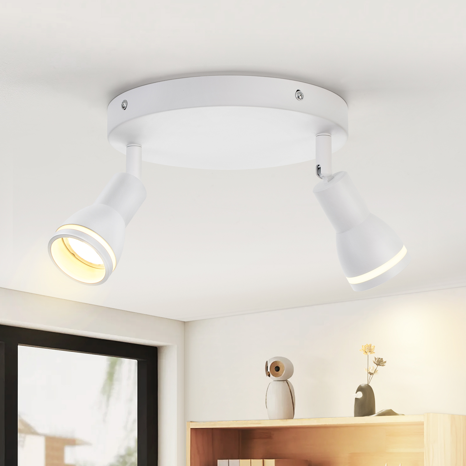 NETTLIFE LED-takspotlight med 2 lampor, vit vardagsrumstaklampa, justerbar spotlight, GU10-spotlight, modern lampa