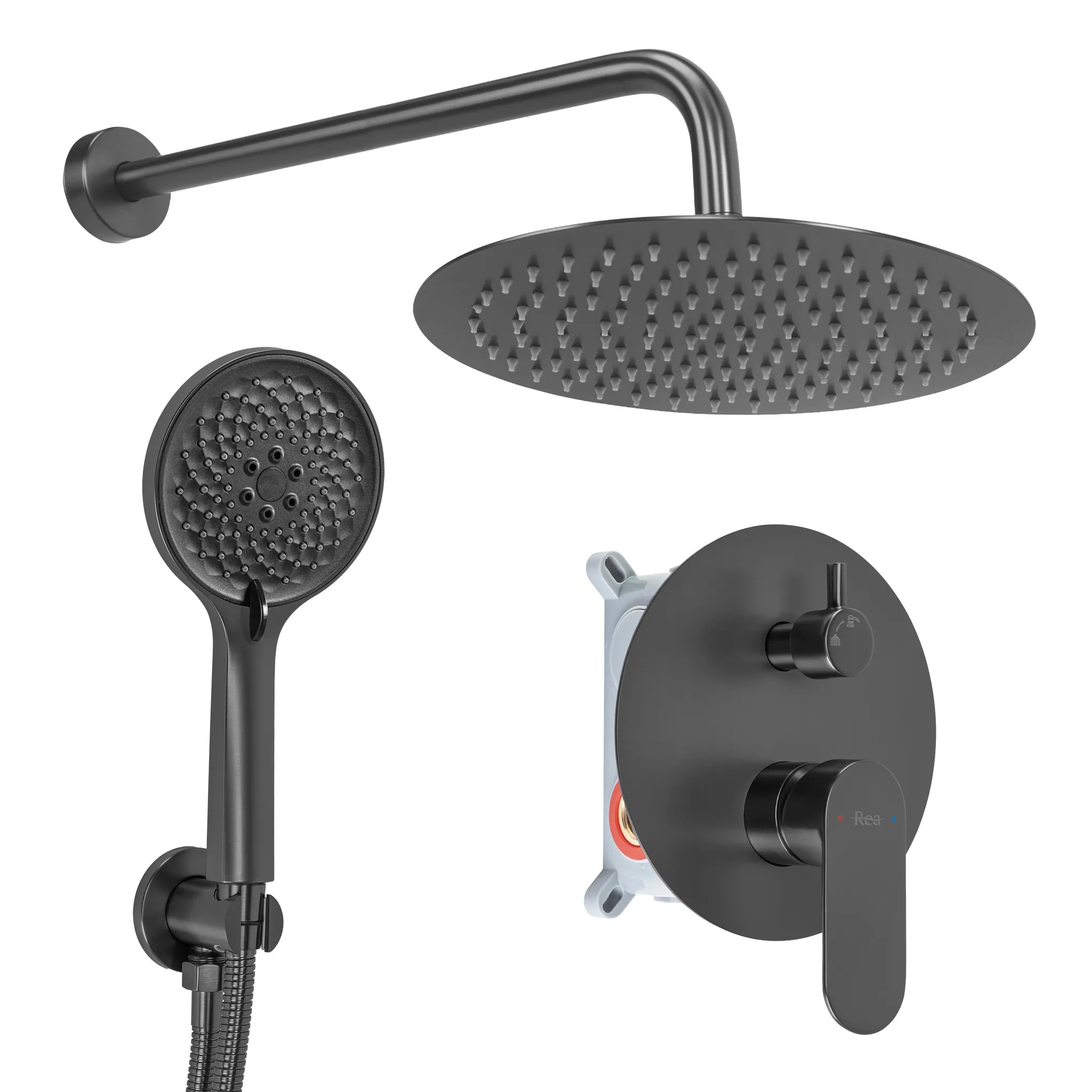 REA Inbyggt Duschset DROP Svart, 39x25x100cm