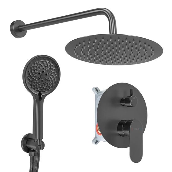 REA Inbyggt Duschset DROP Svart, 39x25x100cm