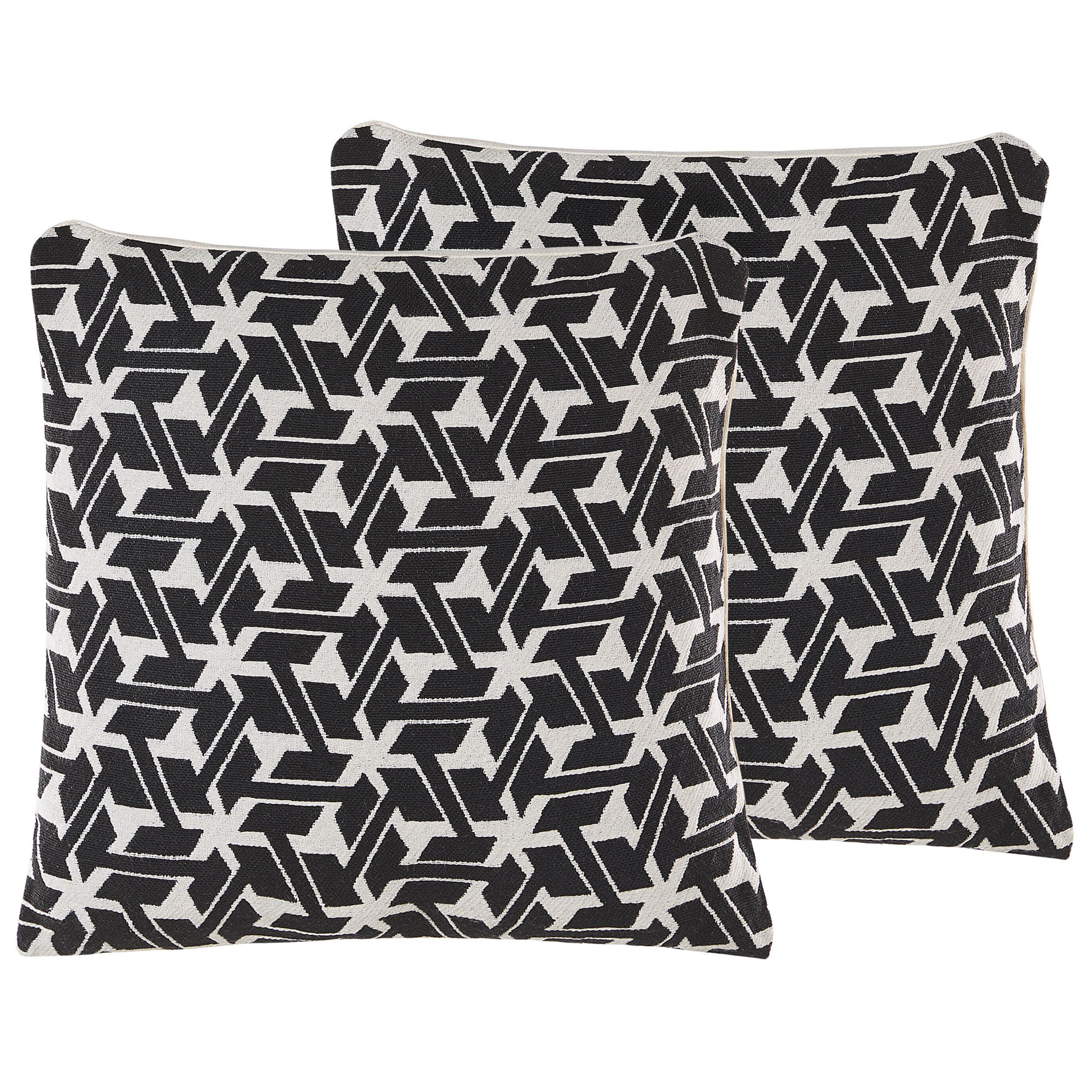 Set med 2 prydnadskuddar ANDIRIN 45 x 45 cm Bomull Svart Geometriskt tryck