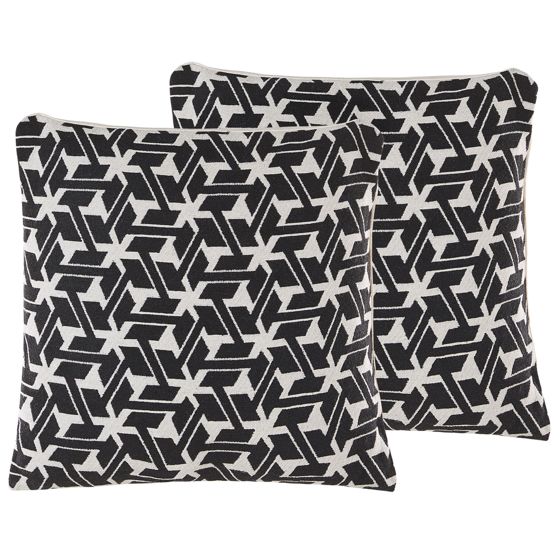 Set med 2 prydnadskuddar ANDIRIN 45 x 45 cm Bomull Svart Geometriskt tryck