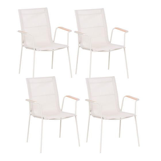 Set med 4 trädgårdsstolar CARAVINO Metall Ljusbeige
