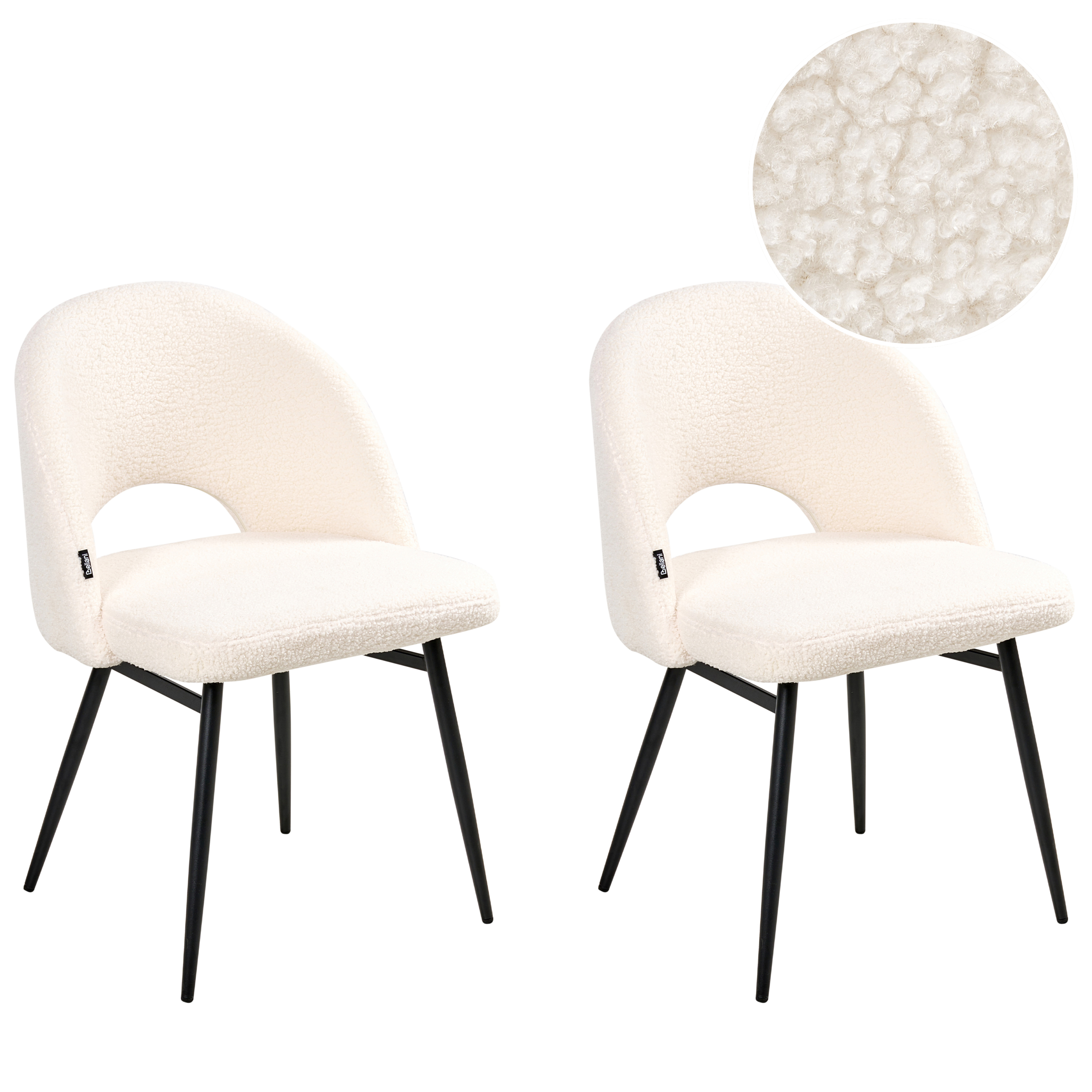 Set med 2 matstolar ONAGA Bouclé Vit