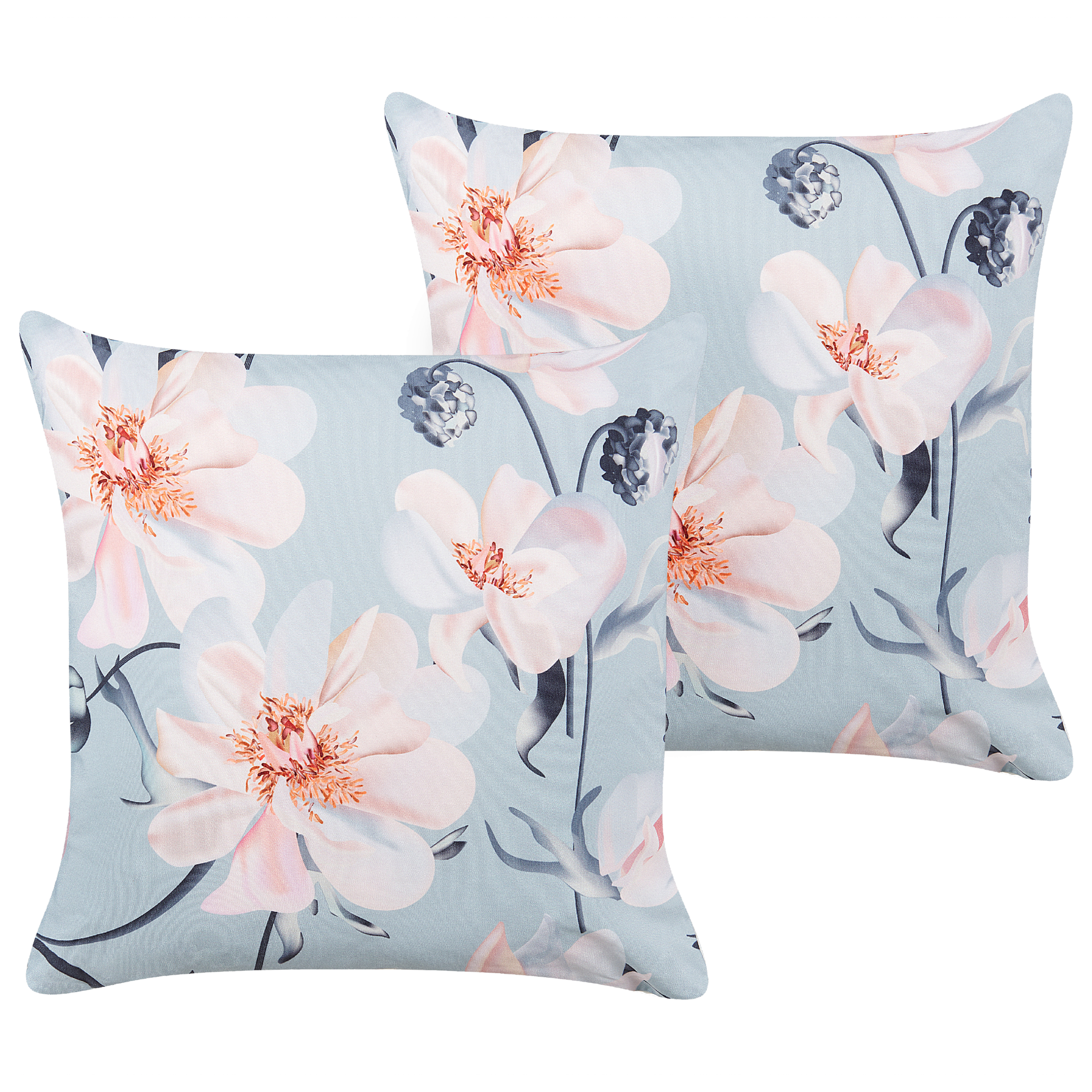 Set med 2 utomhusdynor APRICALE Blommigt tryck 45 x 45 cm Blå