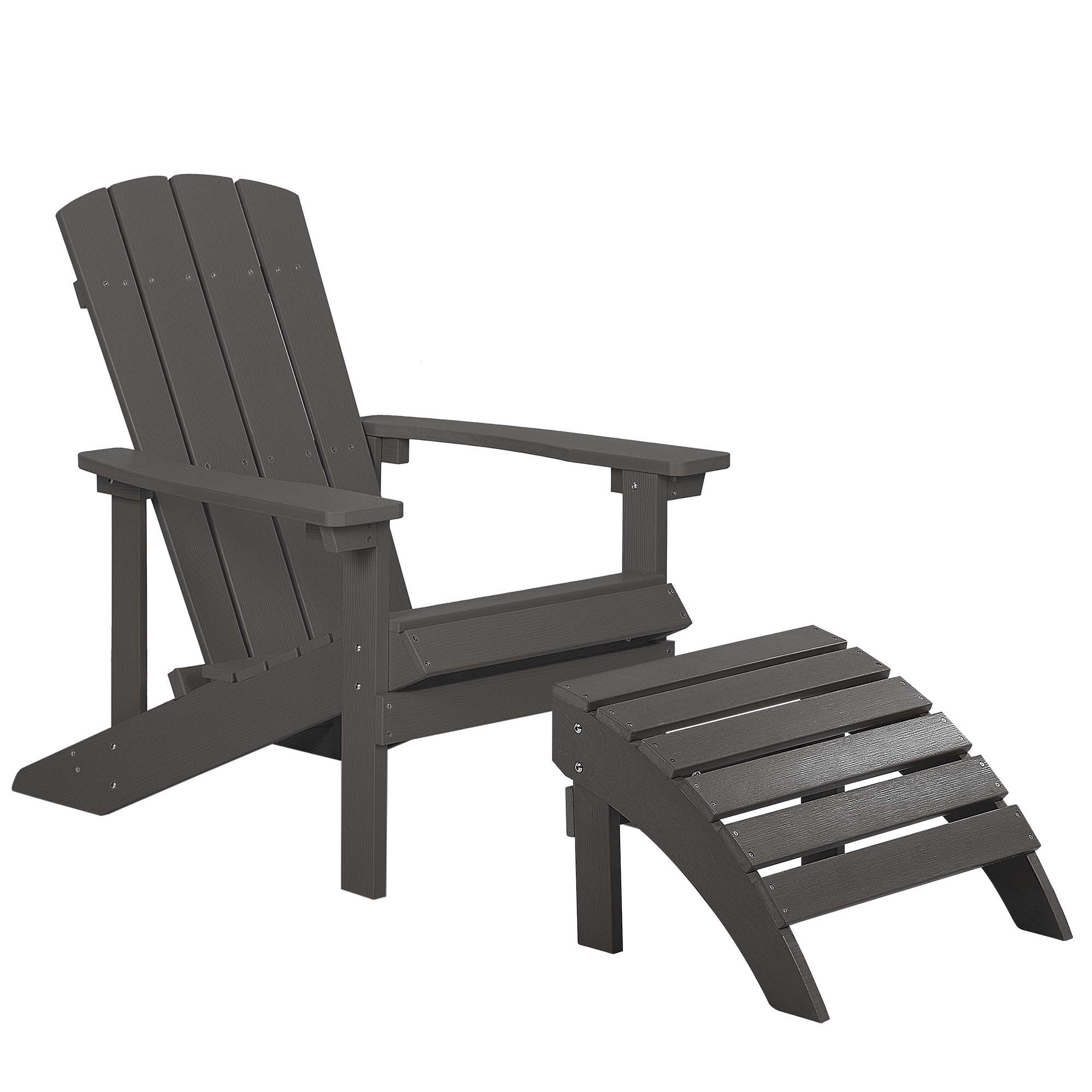 Trädgårdsstol ADIRONDACK med fotpall Mörkgrå