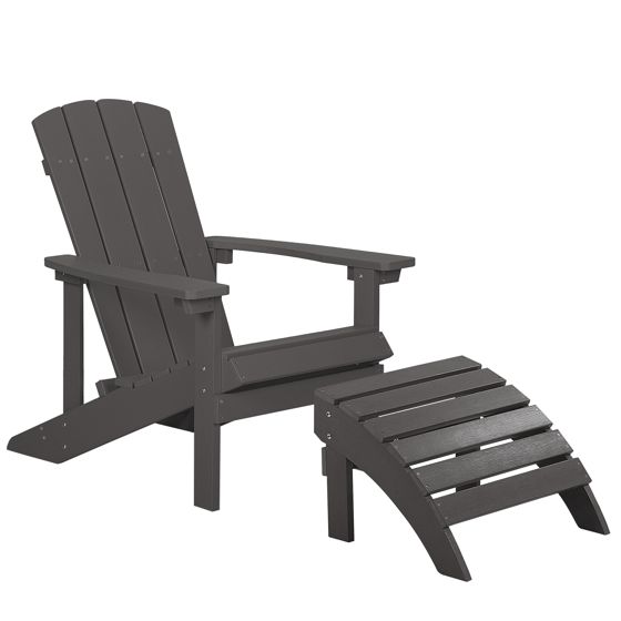 Trädgårdsstol ADIRONDACK med fotpall Mörkgrå