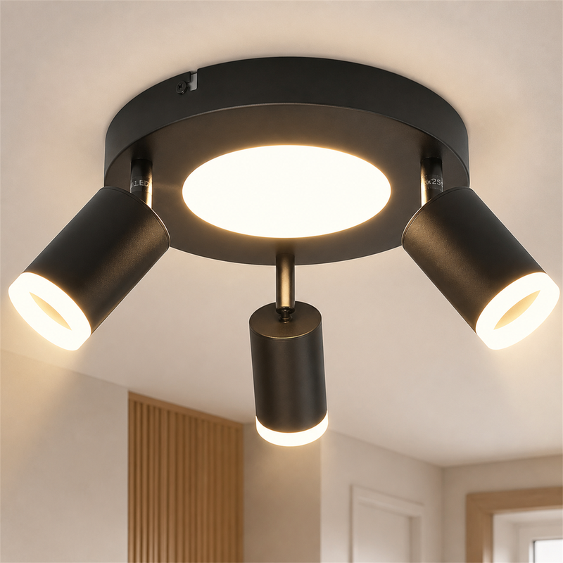 NETTLIFE Takspotlight 3 lampor GU10 20W för sovrum 3000k svart kökslampa justerbar 350 justerbar metall