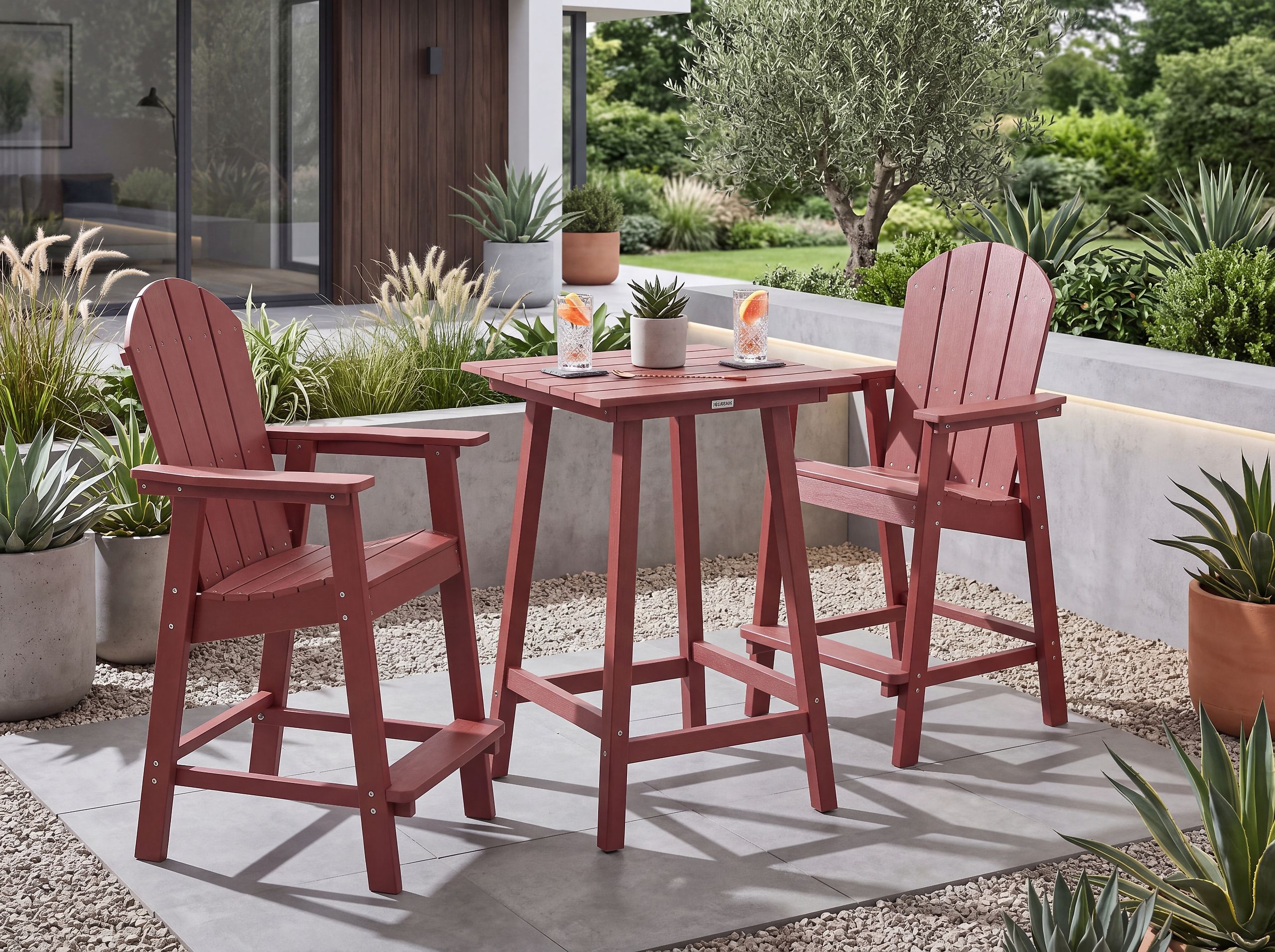 Trädgårdsbarbord ADIRONDACK 60 cm 59 cm Syntetiskt material Röd