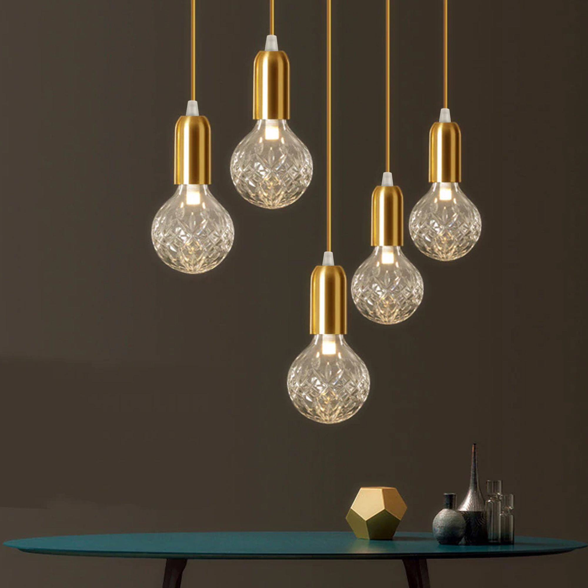 TOOLIGHT hängande taklampa APP649-1CP Guld 20x9x90cm