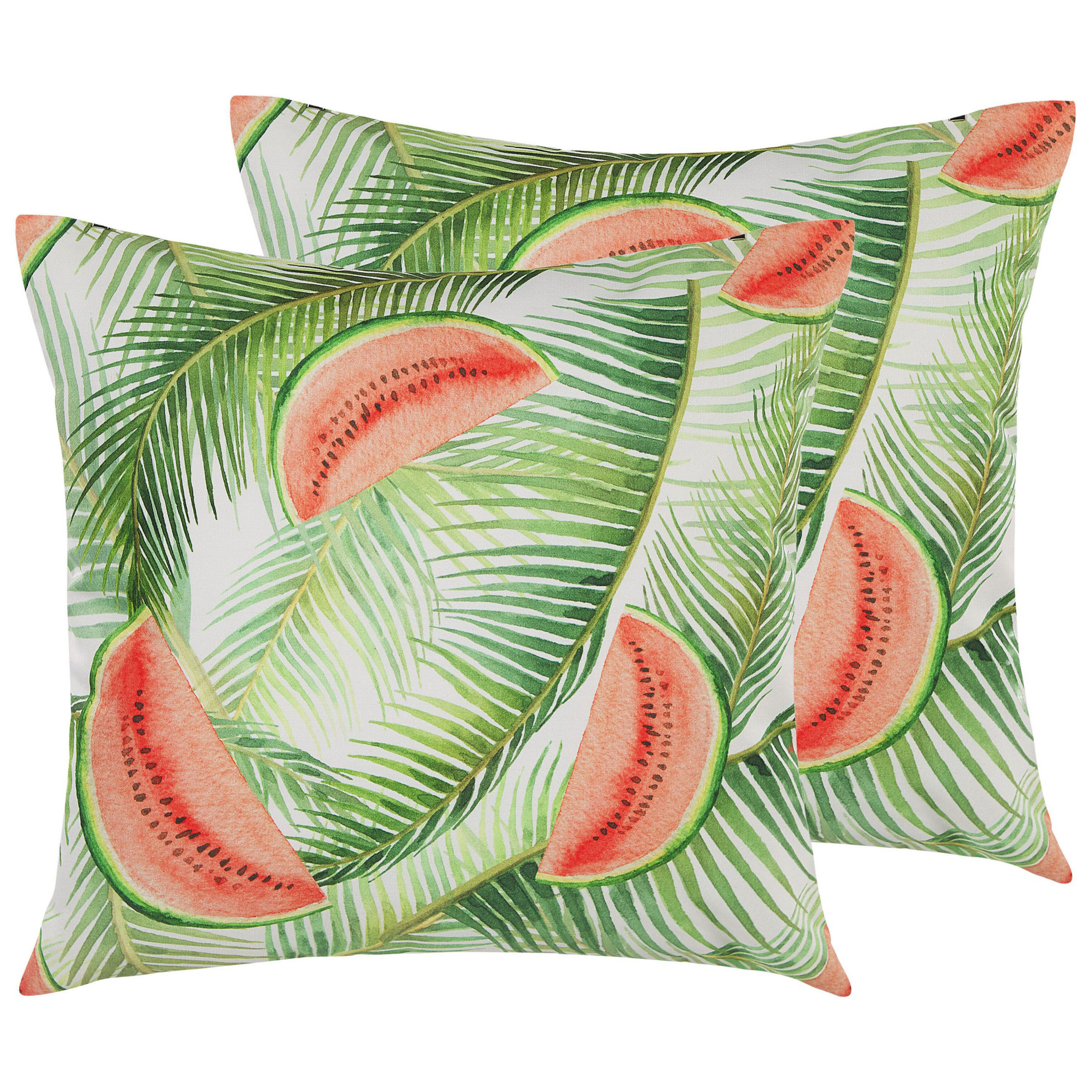 Set med 2 utomhusdynor LOVOLETO Växtmotiv 45 x 45 cm Ljusgrön