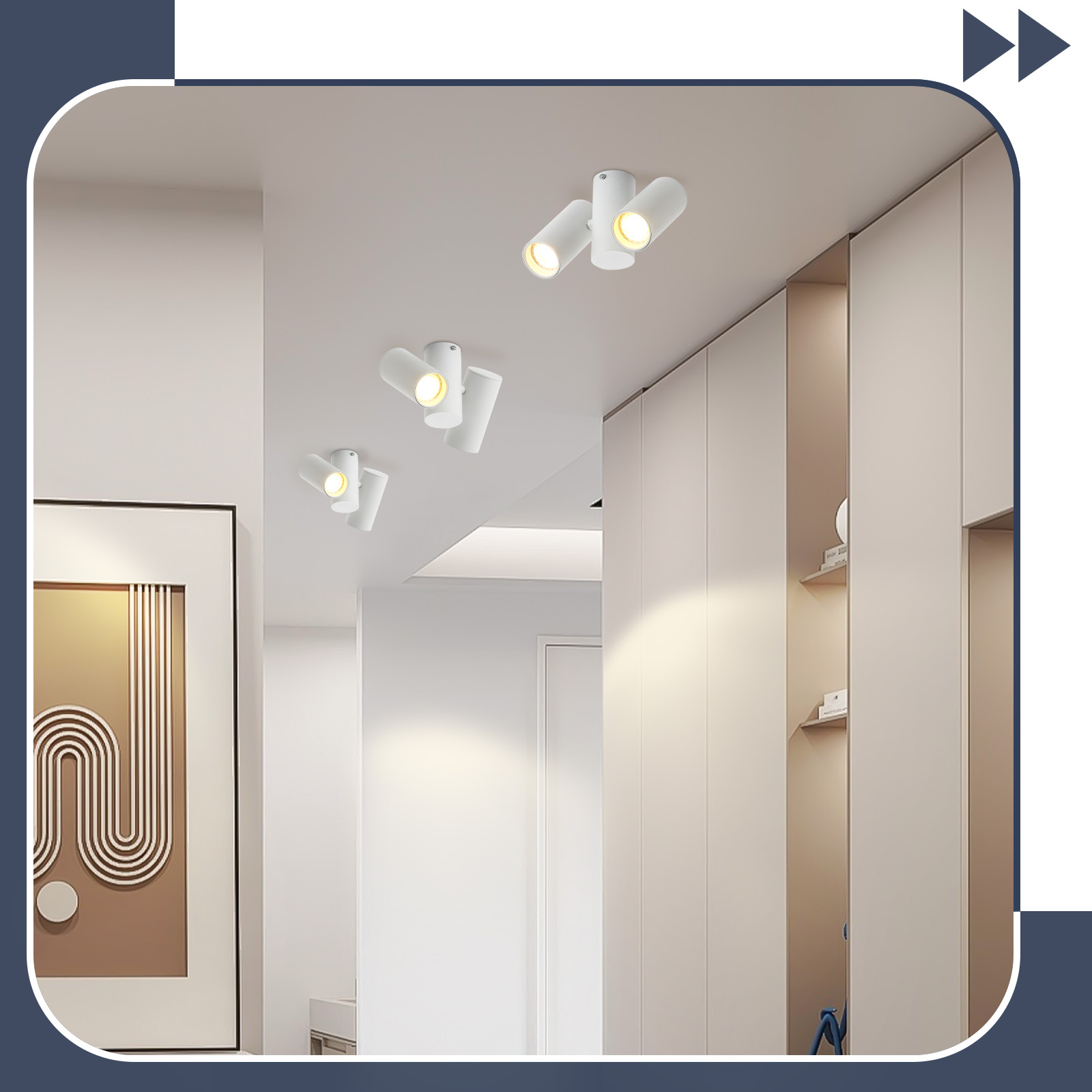 NETTLIFE - taklampa 2 vita takspotlights - GU10 modern metall roterbar 180° för inomhusbruk MAX.25W utan glödlampa