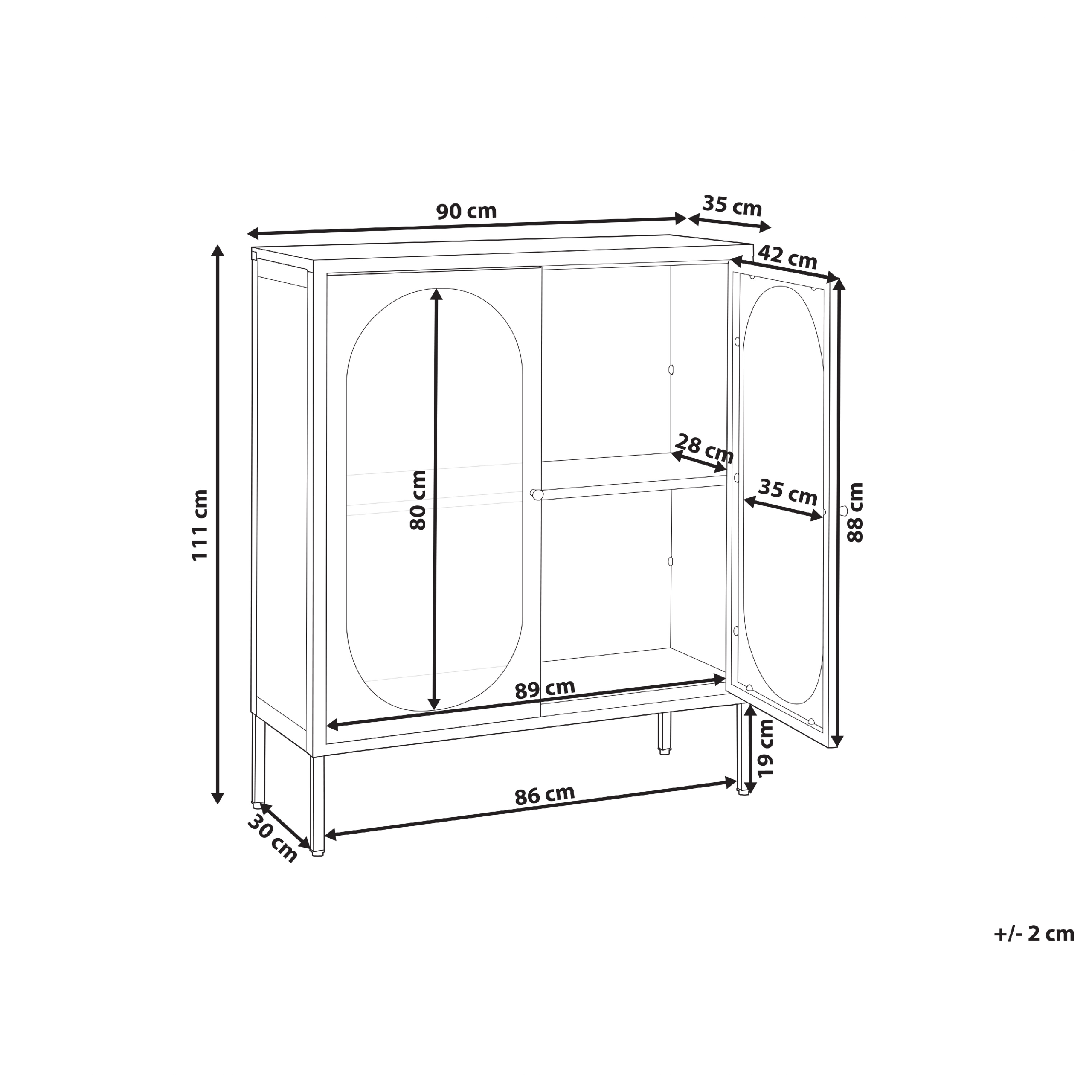 Vitrinskänk i glas SARRE 90 cm Metall Grön