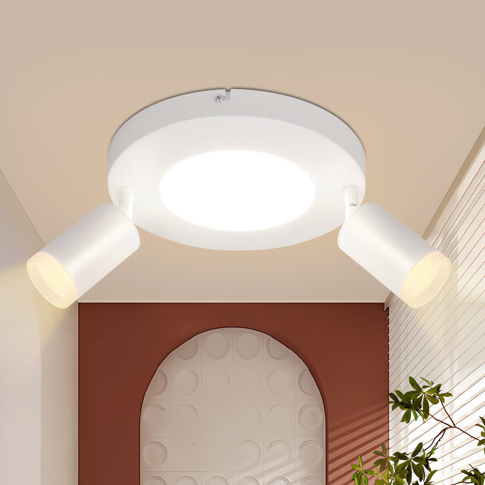 NETTLIFE Takspotlight 2 lampor GU10 20W för sovrum 3000k Roterande 350° metallsnurr