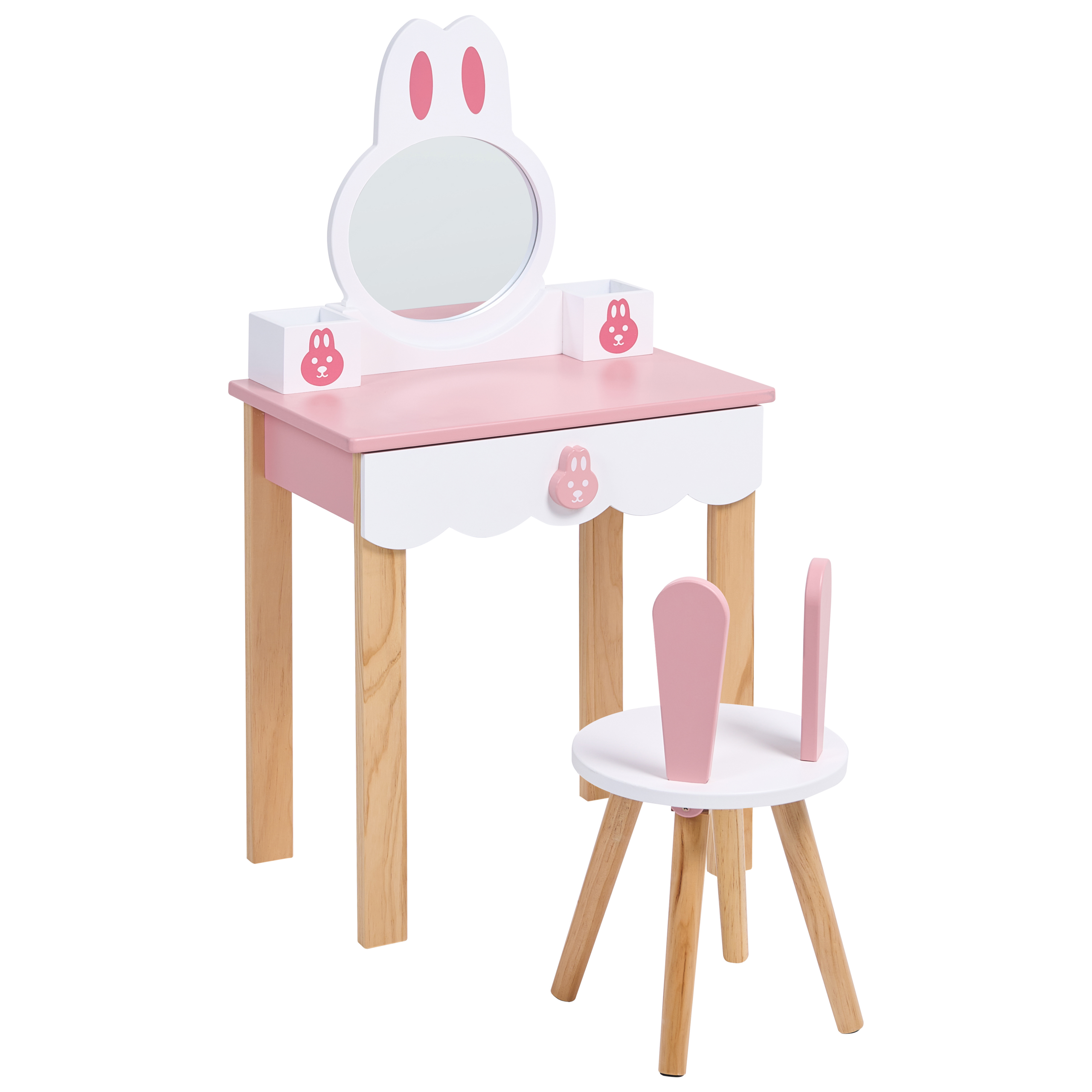 Sminkbord för barn med stol LENAH Rosa
