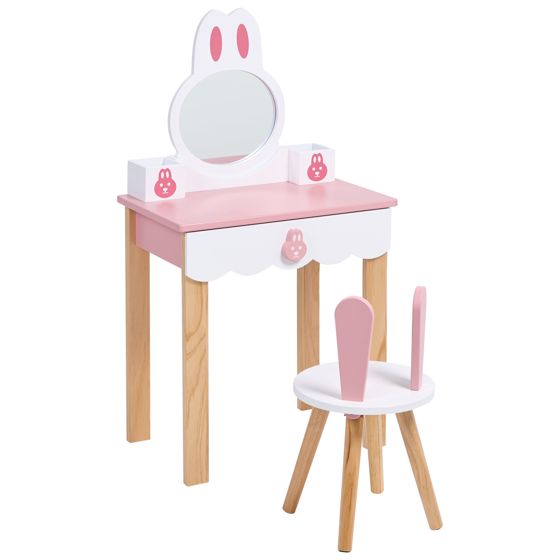 Sminkbord för barn med stol LENAH Rosa