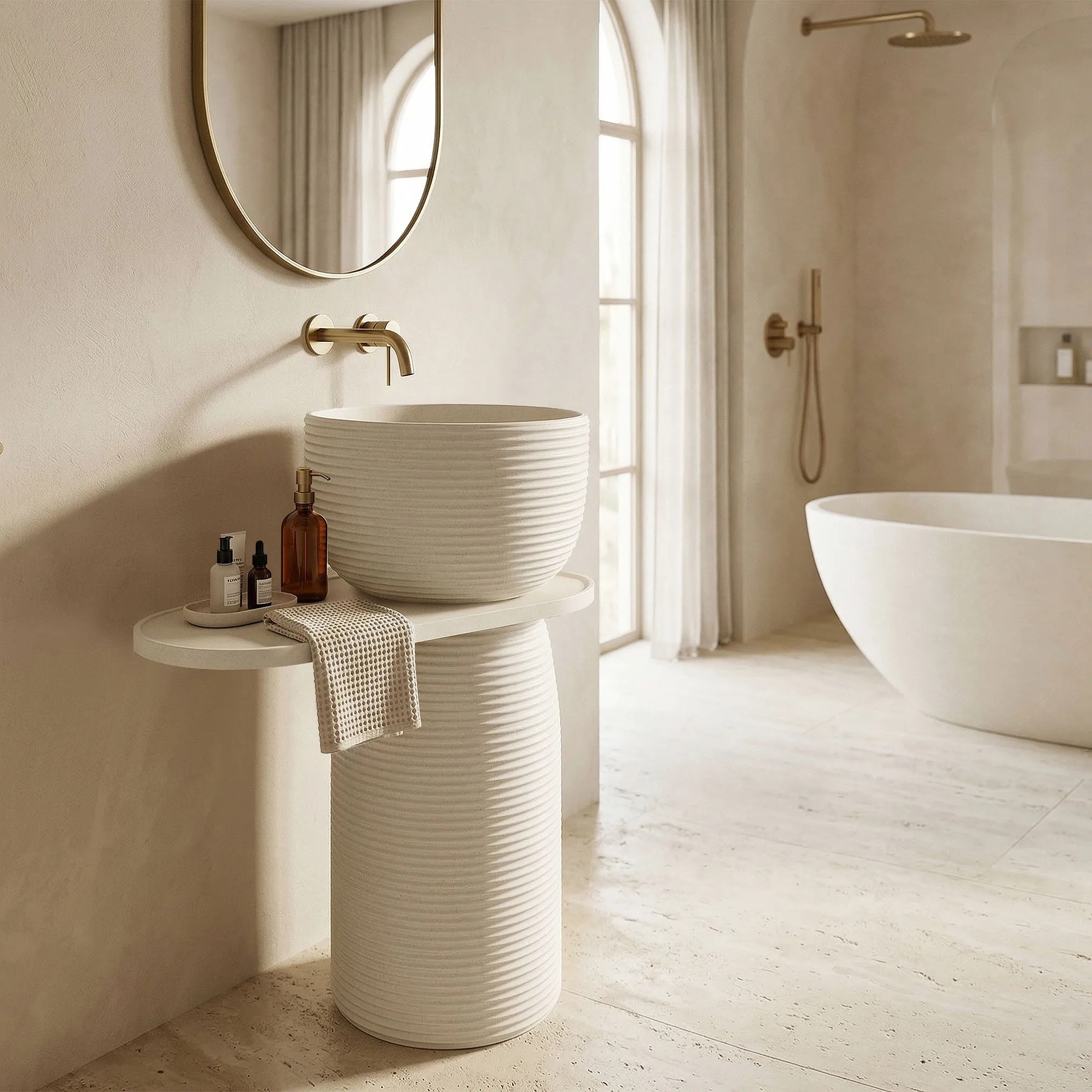 REA Fristående Tvättställ Azalia Beige, 65,5x39,5x86cm