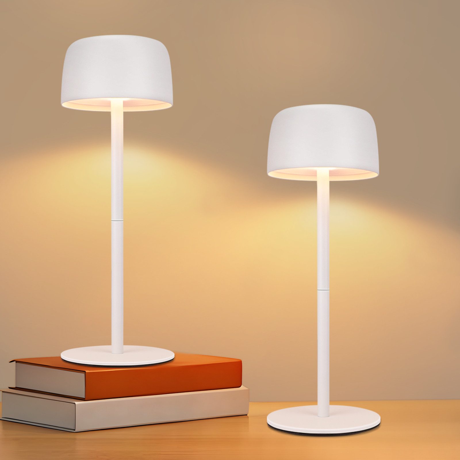 NETTLIFE Trådlös LED-bordslampa, steglös dimning nattlampa med batteri