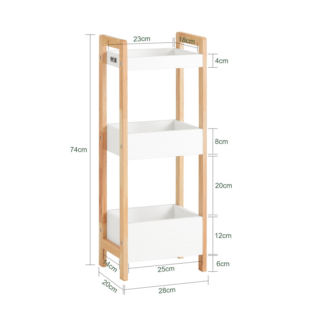 SoBuy Badrumshylla med 3 hyllor, Hörnhylla, vit, FRG226-WN