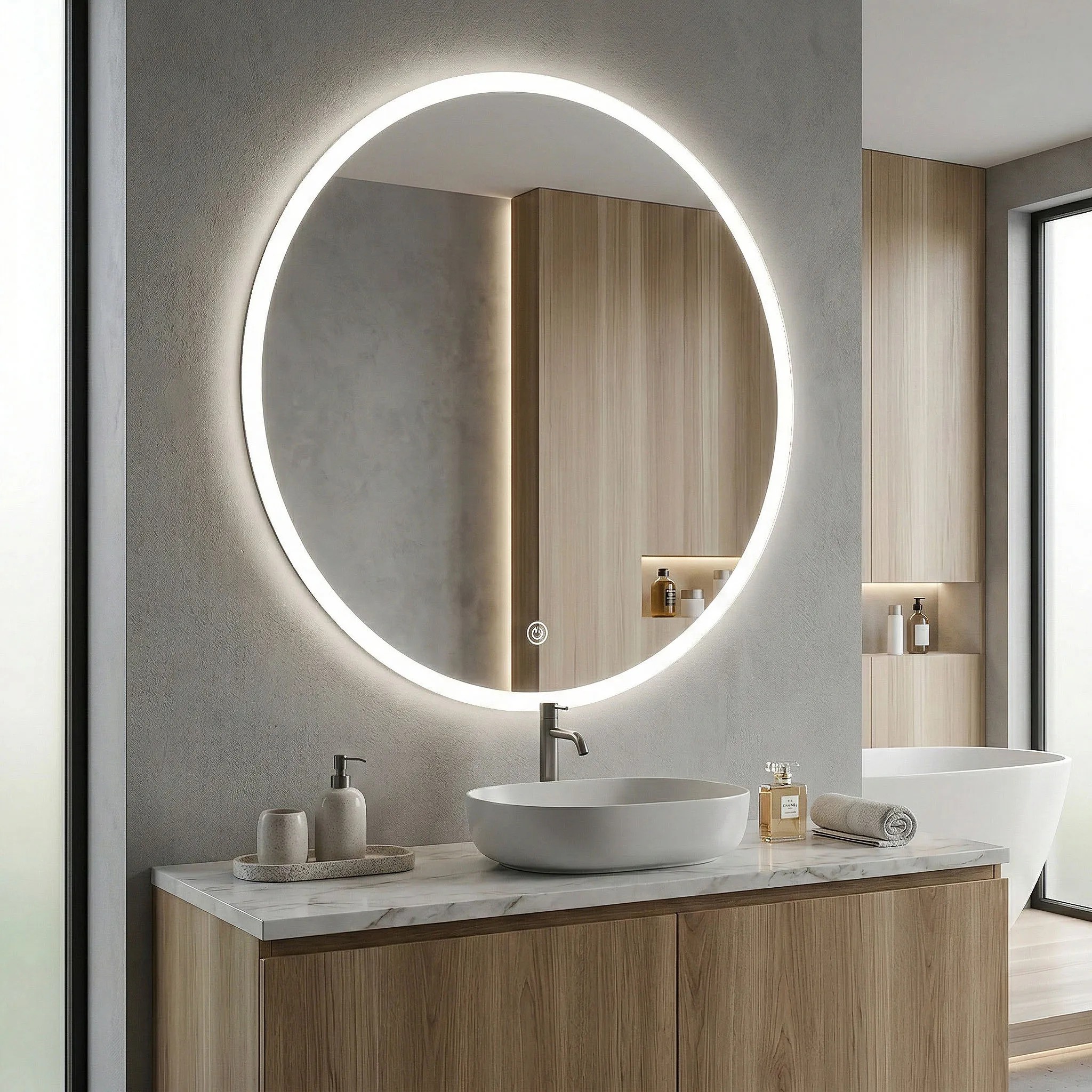 REA spegel FFJ 100 LED Transparent 2x100x100cm