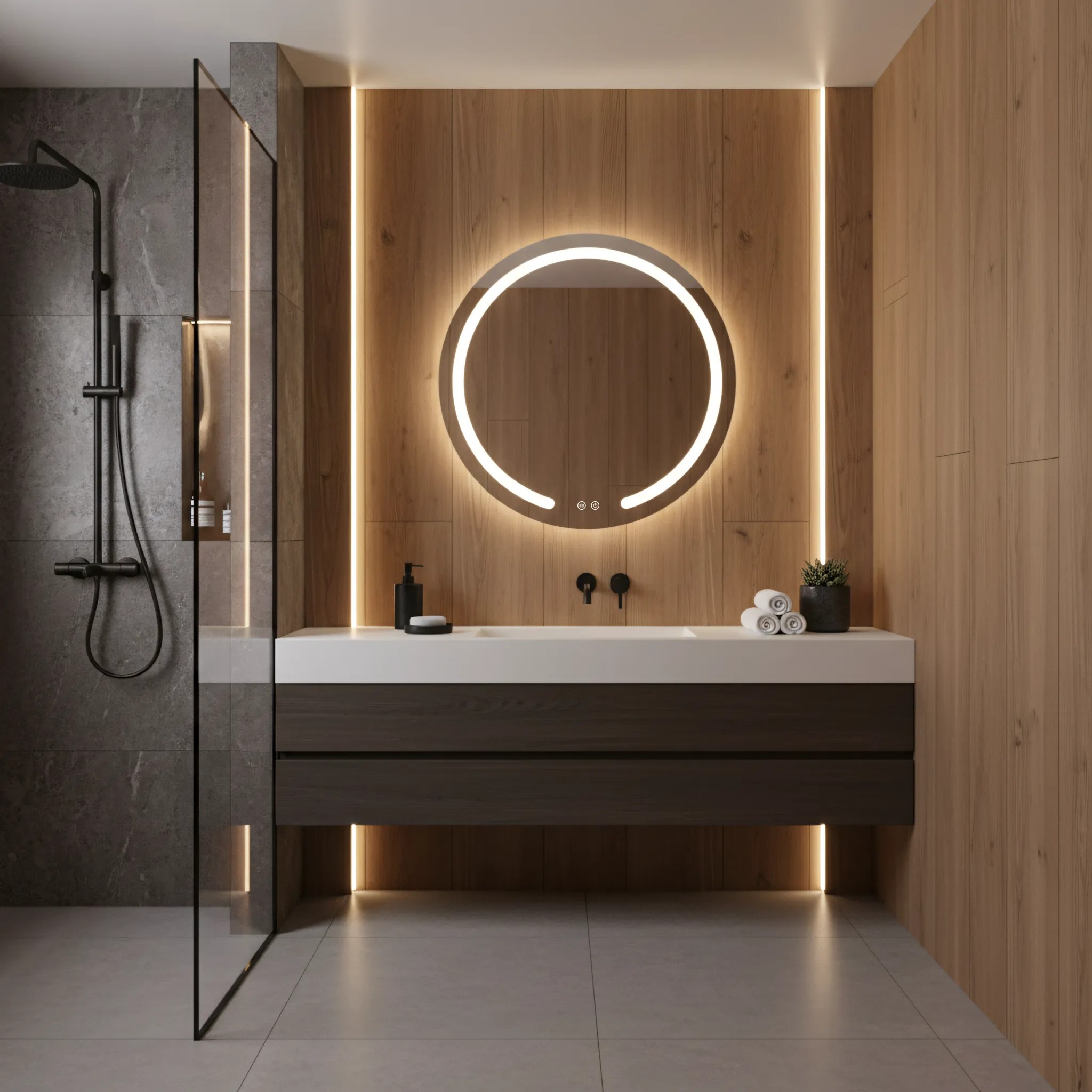 REA spegel MODERN 70 LED Transparent 2,5x70x70cm