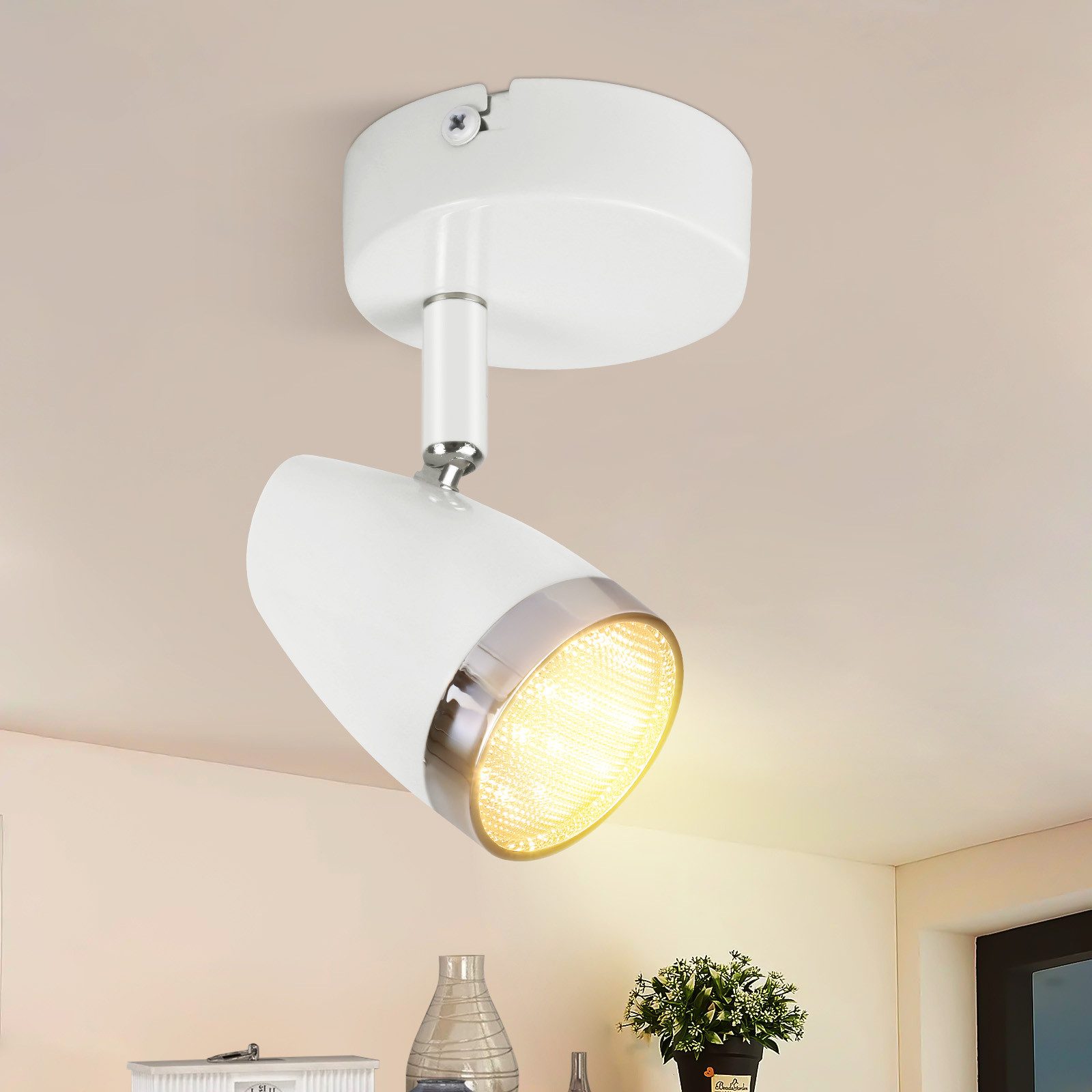 NETTLIFE Takspotlight, 1 låga, 4 W, justerbar taklampa, 350°, vardagsrum