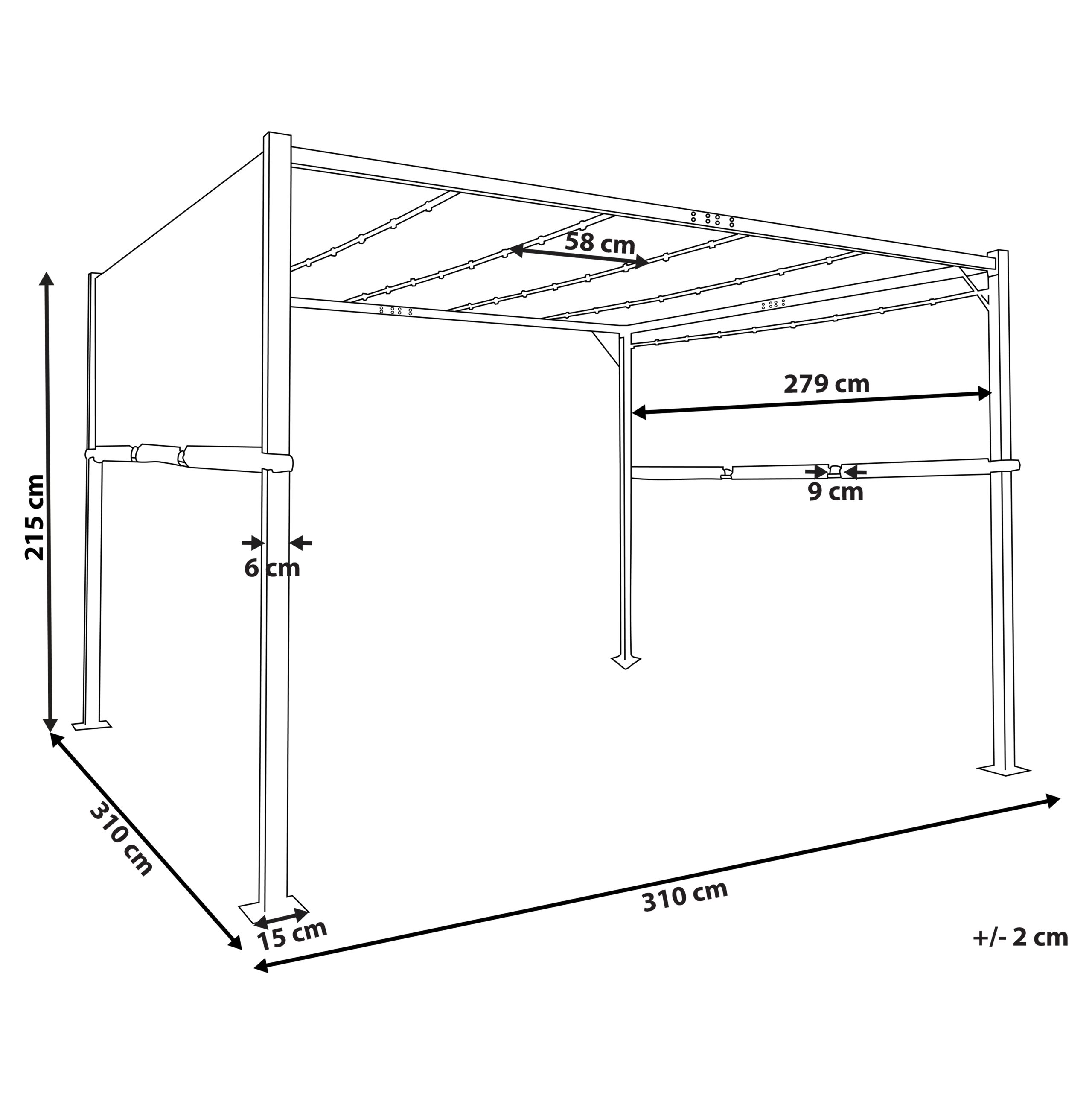 Paviljong LED PARGA 310 cm 310 cm Metall Beige