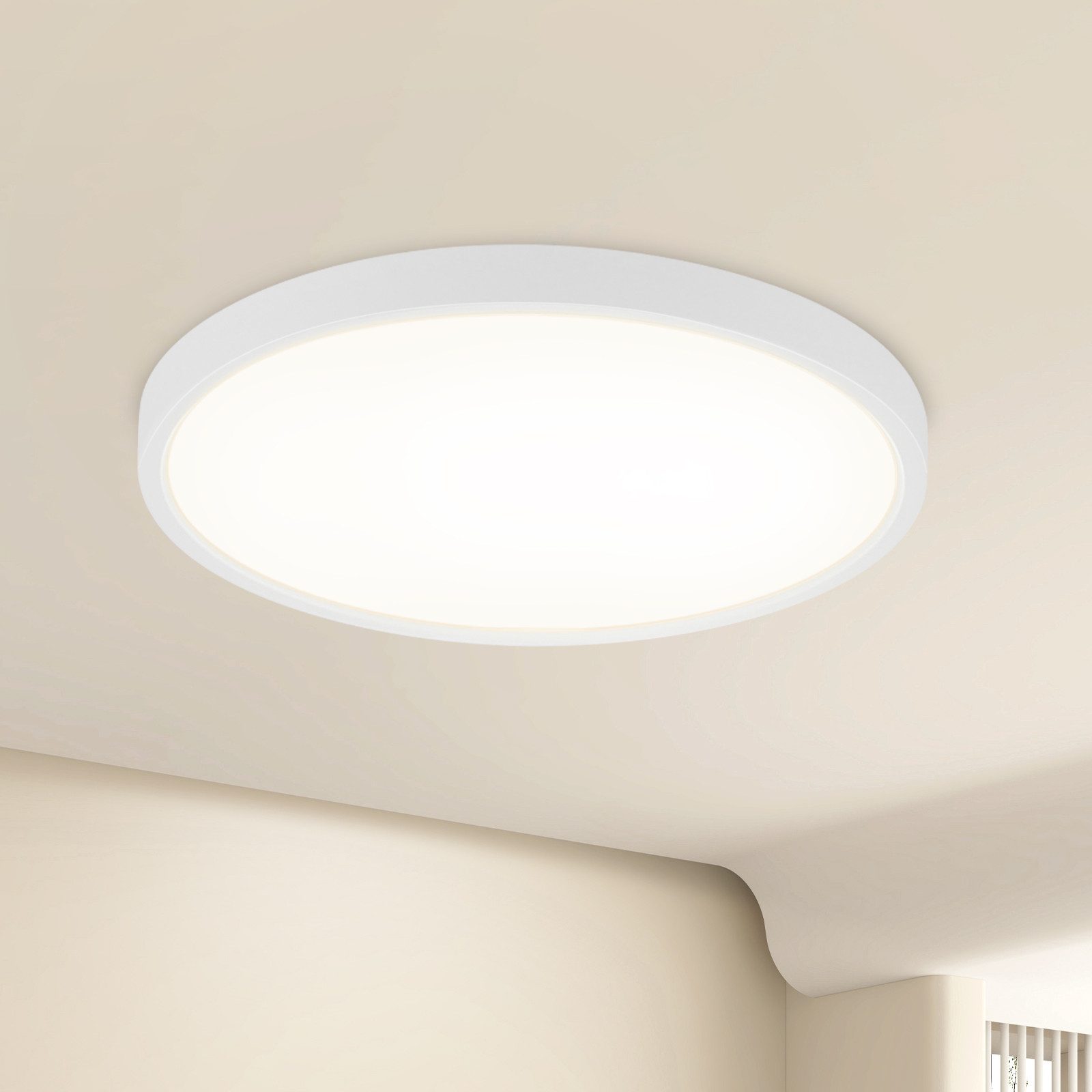 NETTLIFE platt LED-taklampa 18 cm - 15 W, vit, 4000 K - modern belysning för kök, hall, sovrum