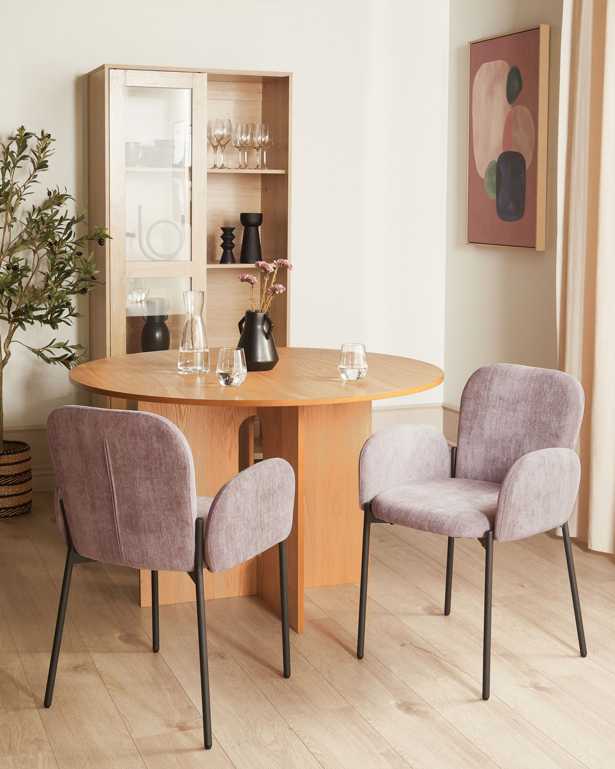 Set med 2 matstolar ALBEE Rosa