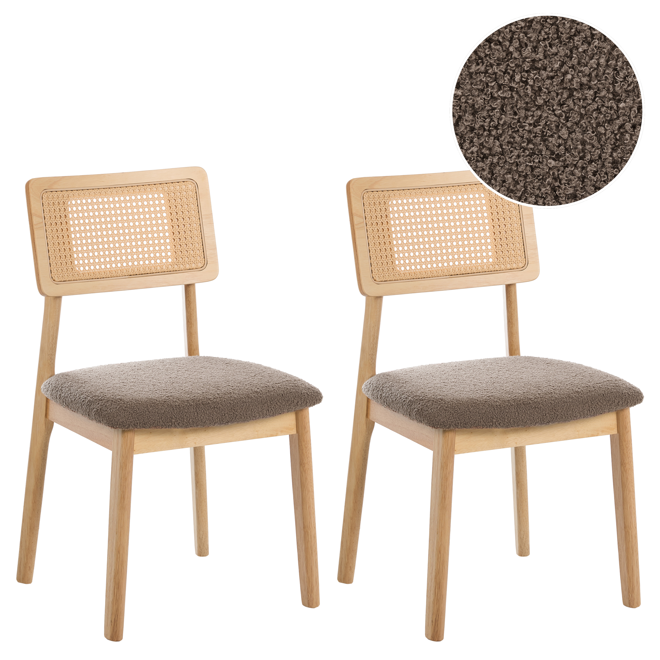 Set med 2 matstolar EMBAR Trä Ljusbrun/ Taupe