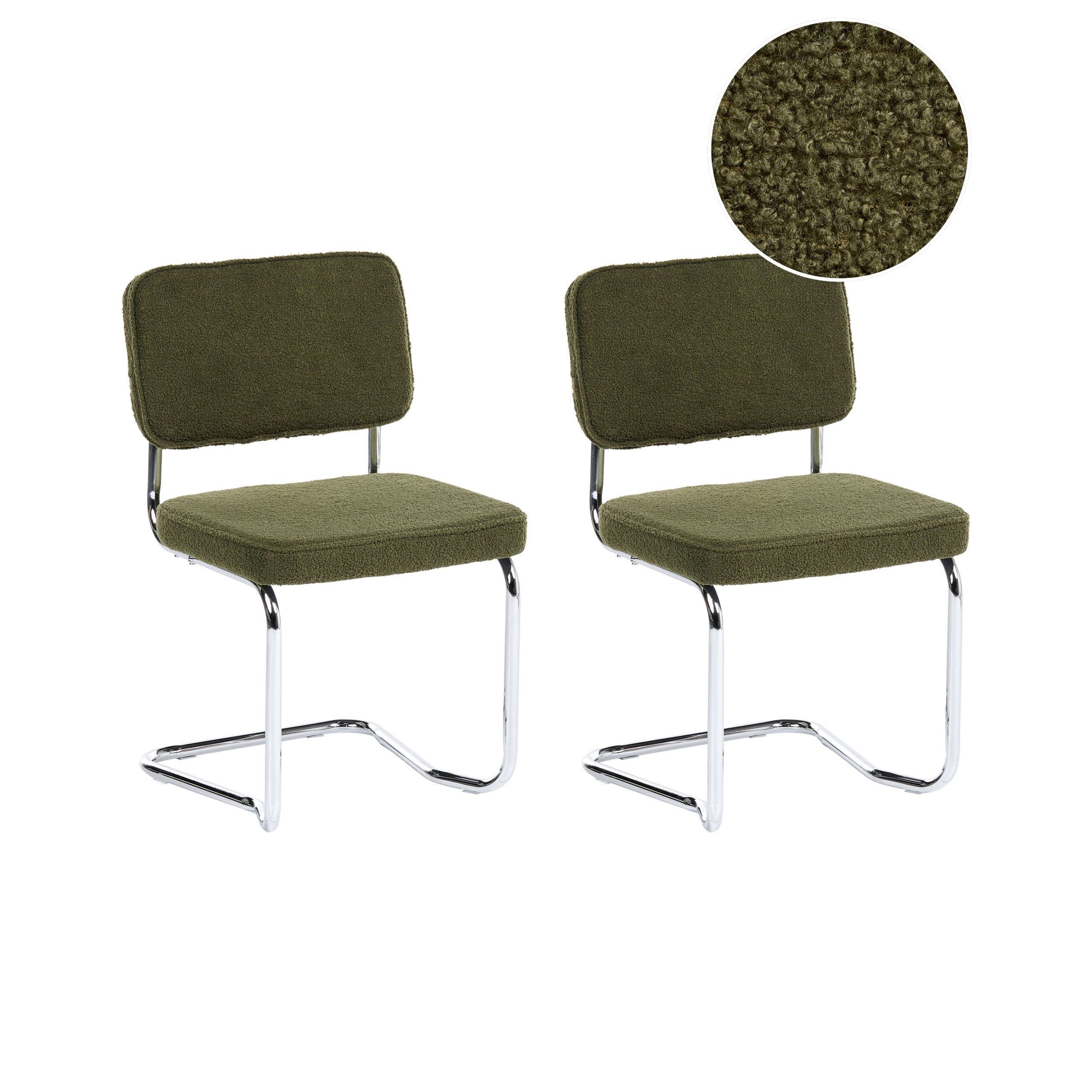 Set med 2 matstolar IRWIN Bouclé Grön